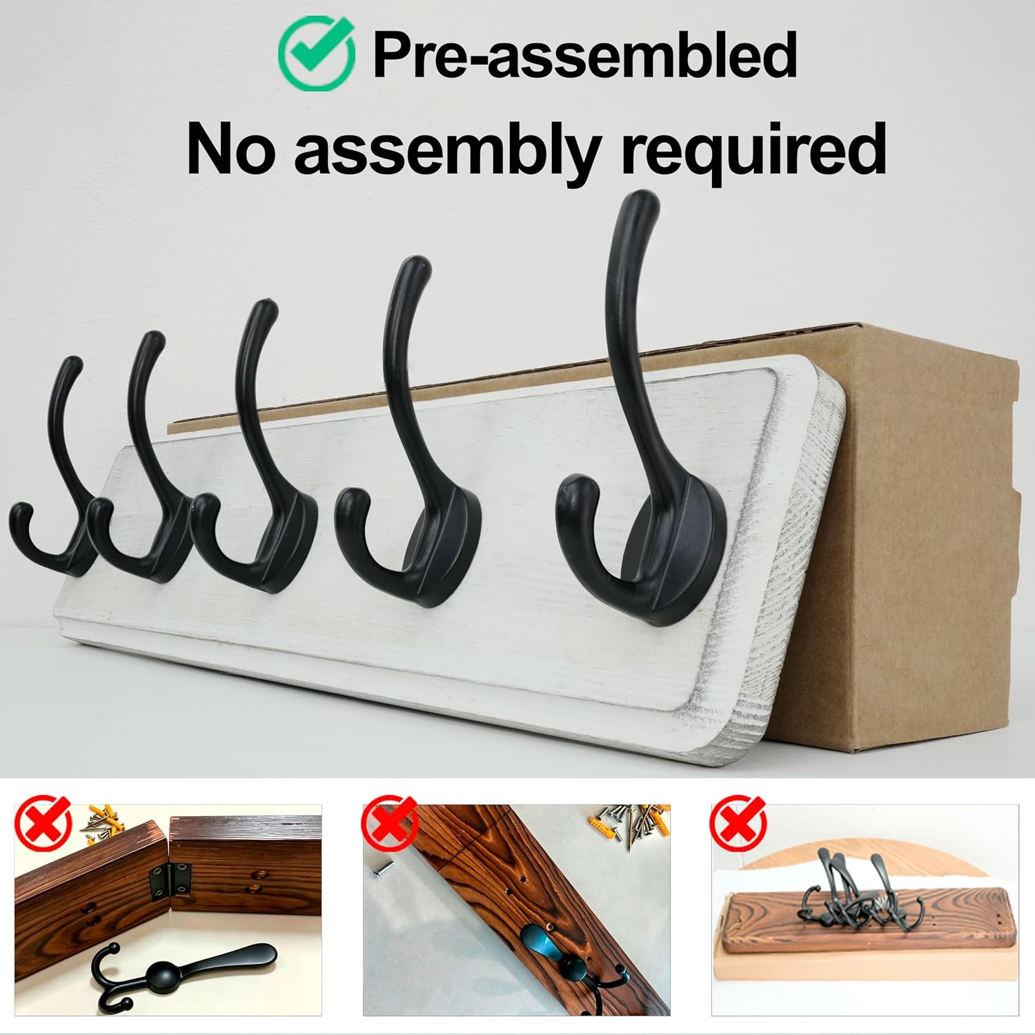 WEBI Coat Rack Wall Mounted,Coat Hooks Wall Mount,16" Hole to Hole,Large Coat Hanger Wall,5 Hooks for Hanging