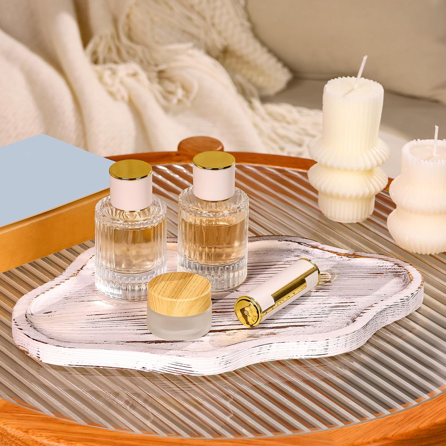 Cloud Wooden Jewelry Tray Trinket Dish / Retro White