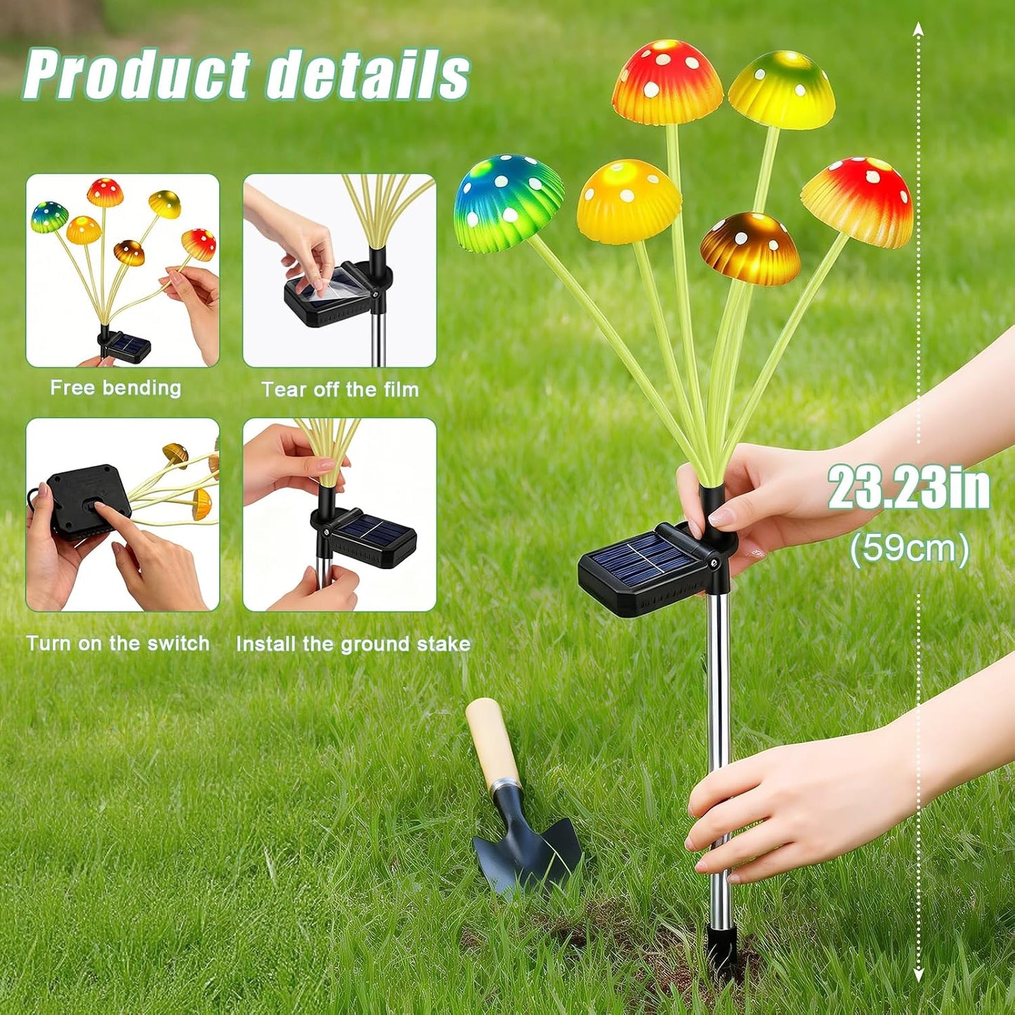 Solar Mushroom Garden Lights for Outside / Mushroom Lights / Set of 4
