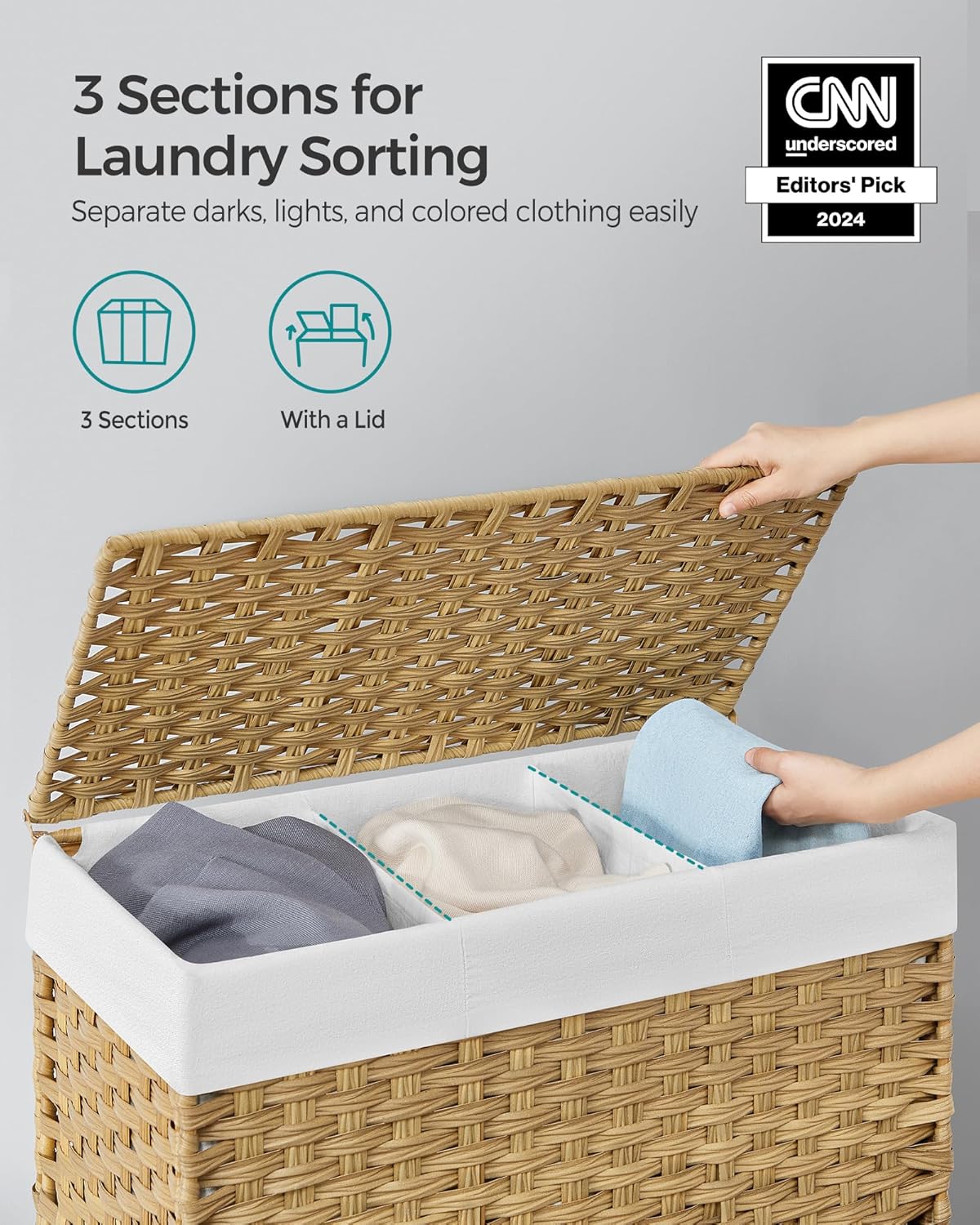 Rolling Laundry Basket / 140 L / Natural