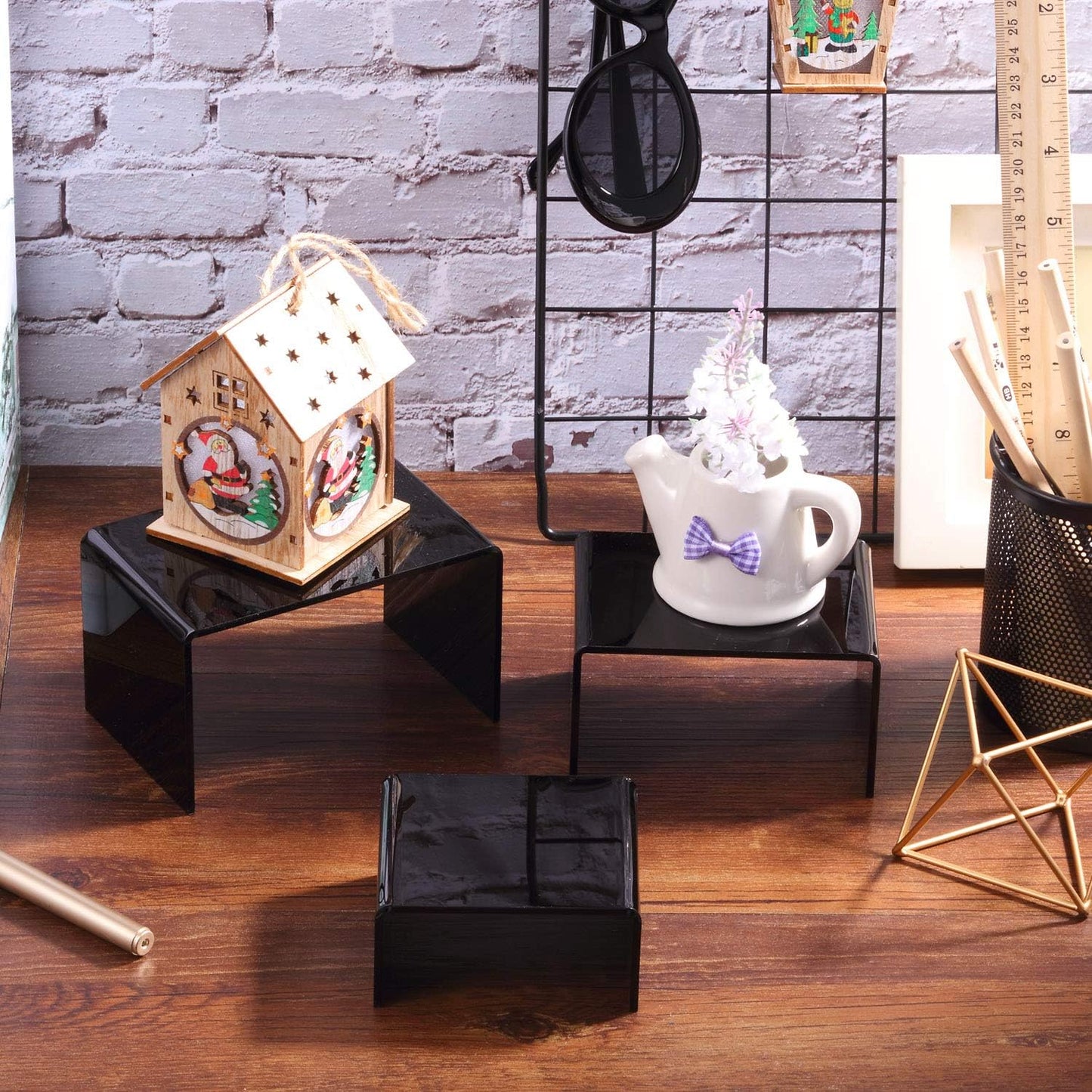 Product Stand / Acrylic Display Risers / Black / Small Set / Set of 2