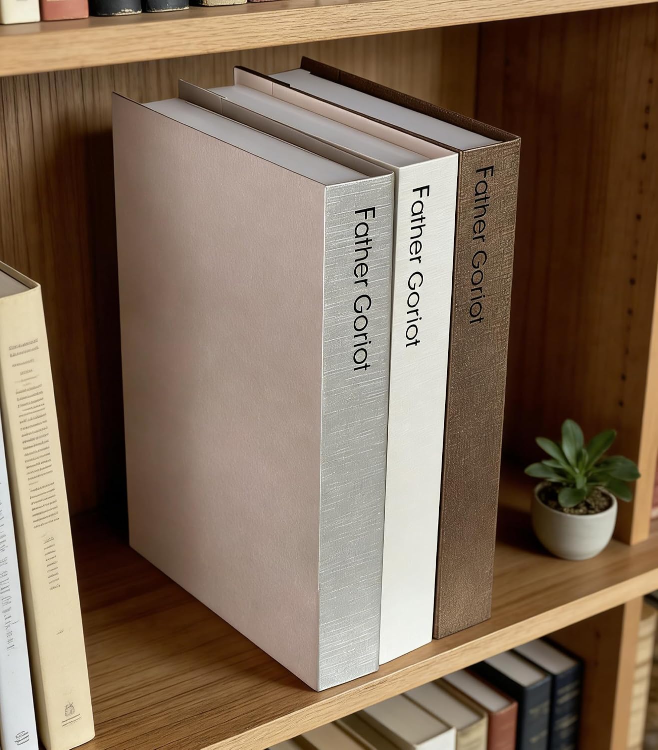 Decorative Books / Brown+grey + White / Set of 3