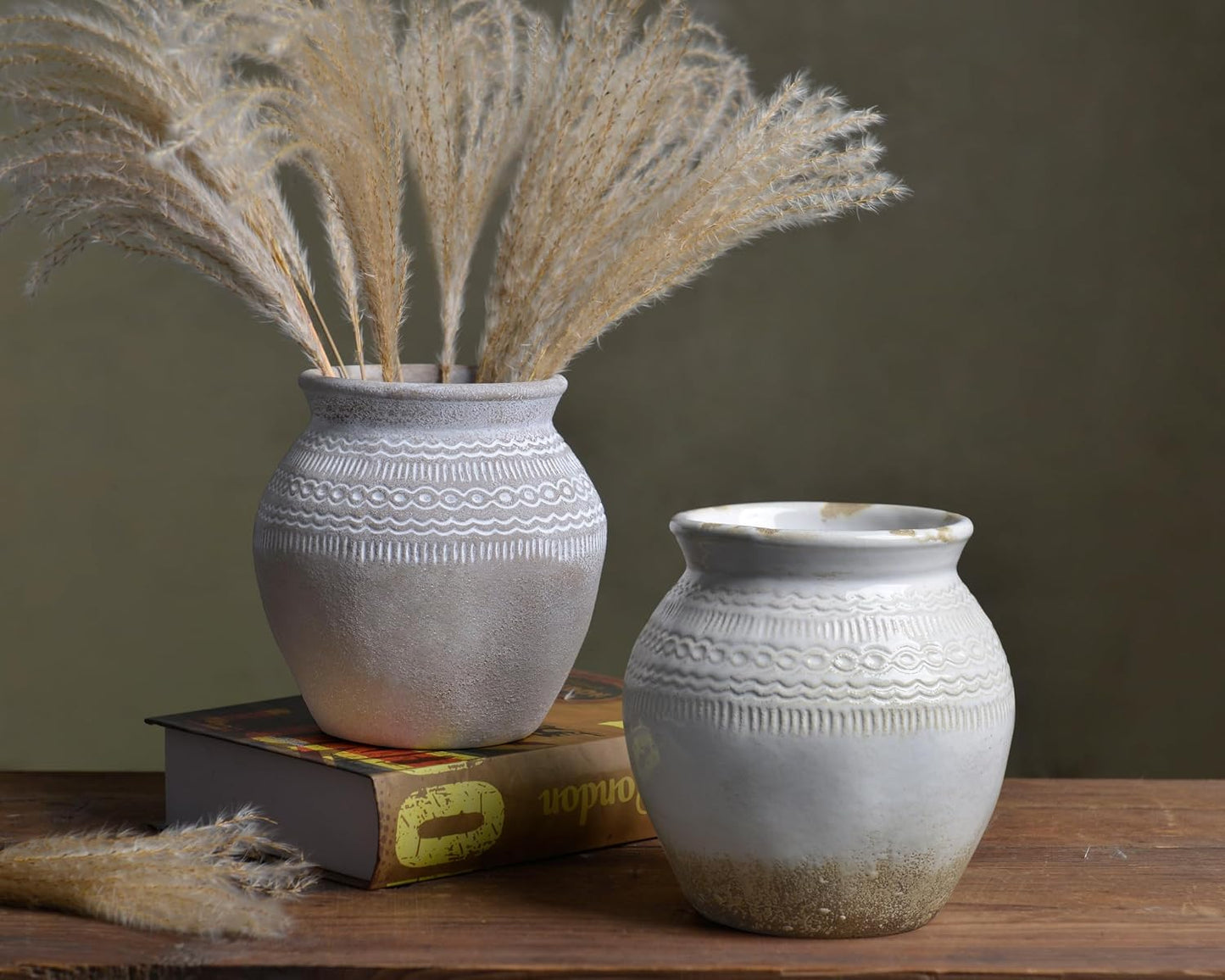Ceramic Rustic Farmhouse Vase / Gray