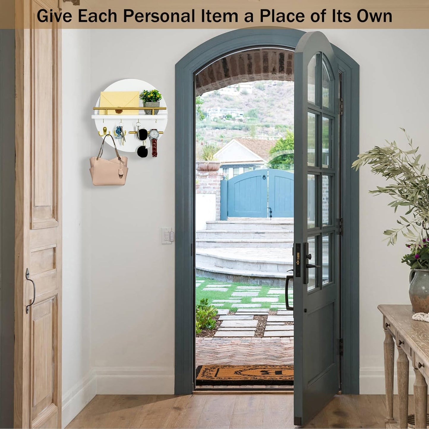 Key Holder / Shelf and Hooks / White
