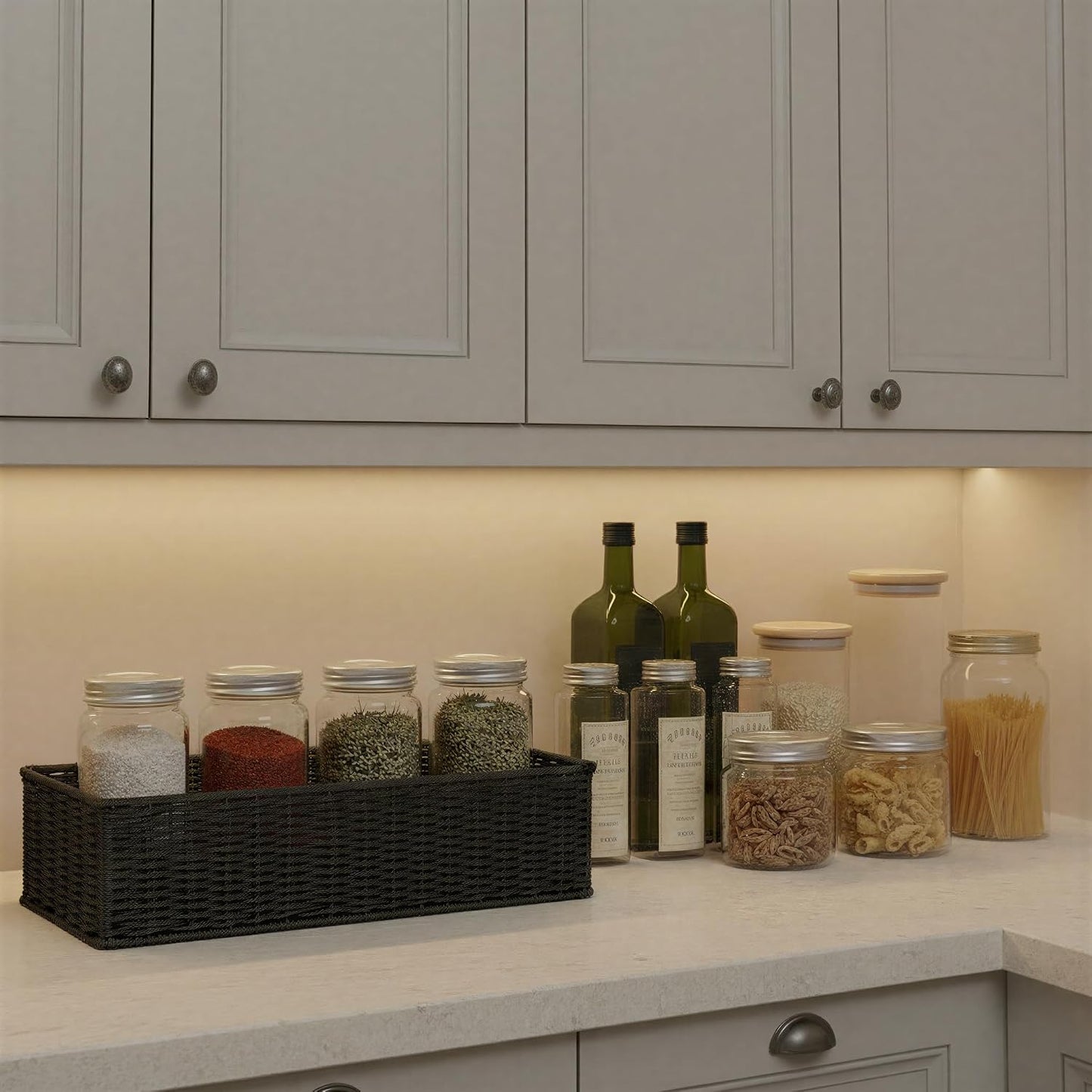 Handwoven Paper Rope Rectangular Storage Basket / Black Paper Rope