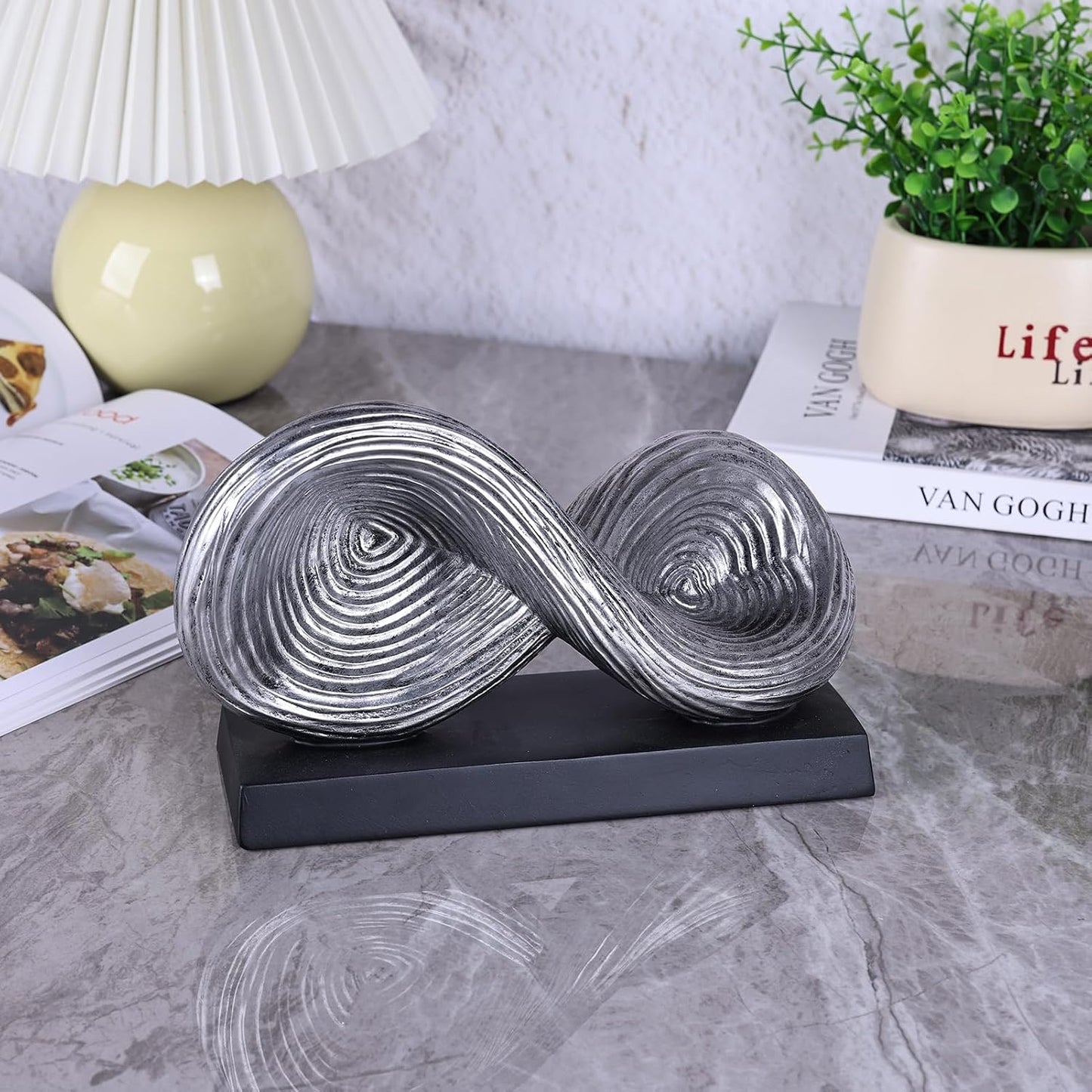 Modern Infinity Loop Symbol Sculpture / Silver