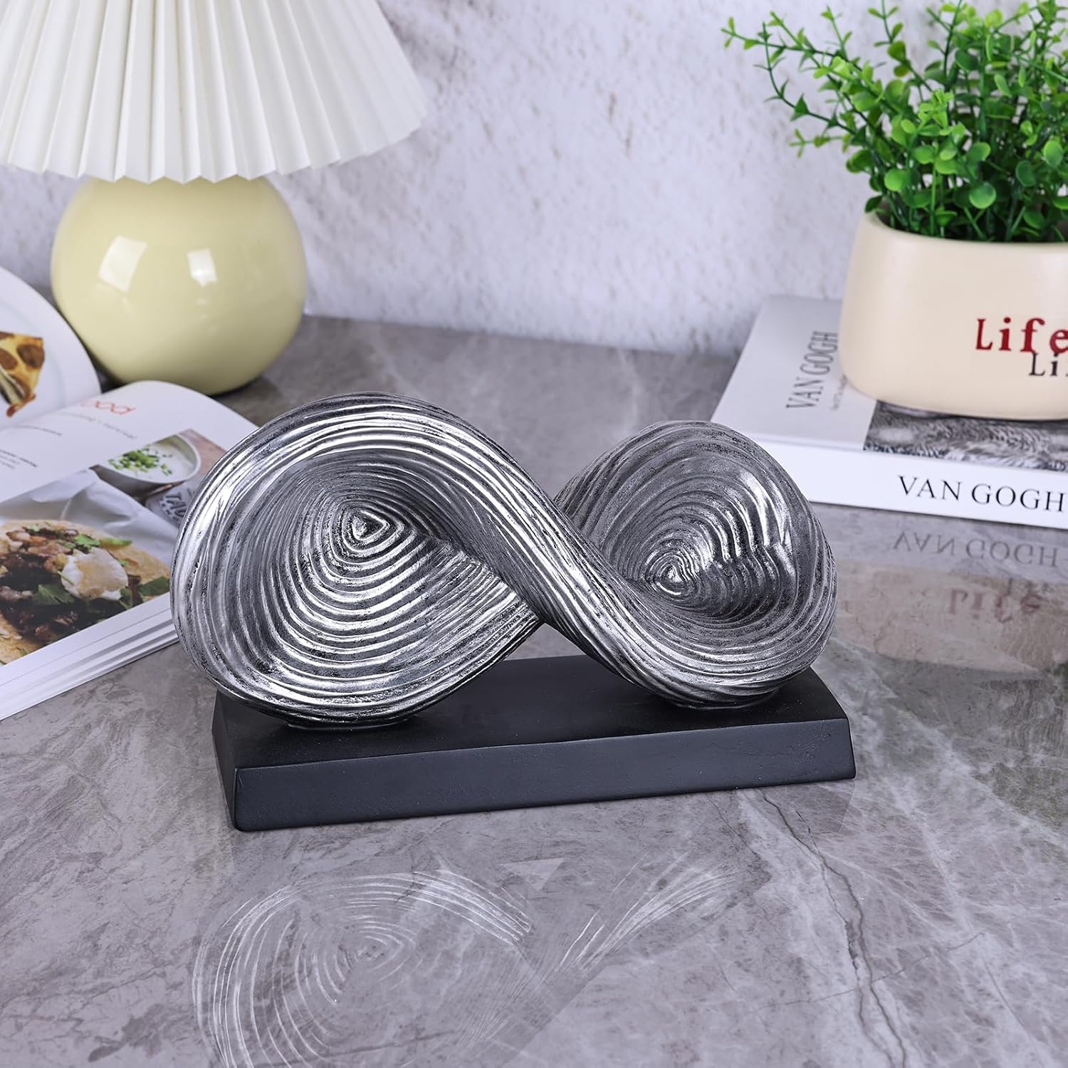 Modern Infinity Loop Symbol Sculpture / Silver