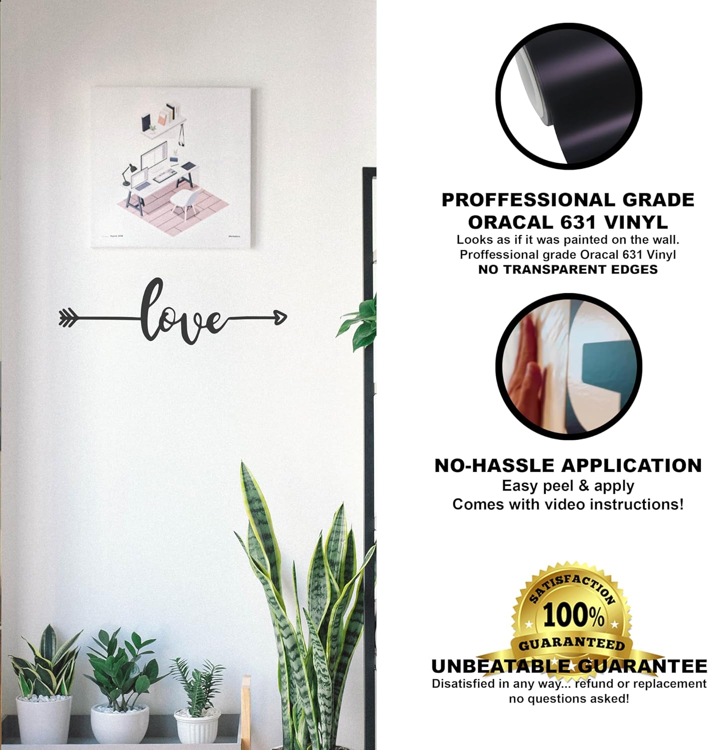 Inspirational Wall Decals / 22 x 6.5 / Love Arrow