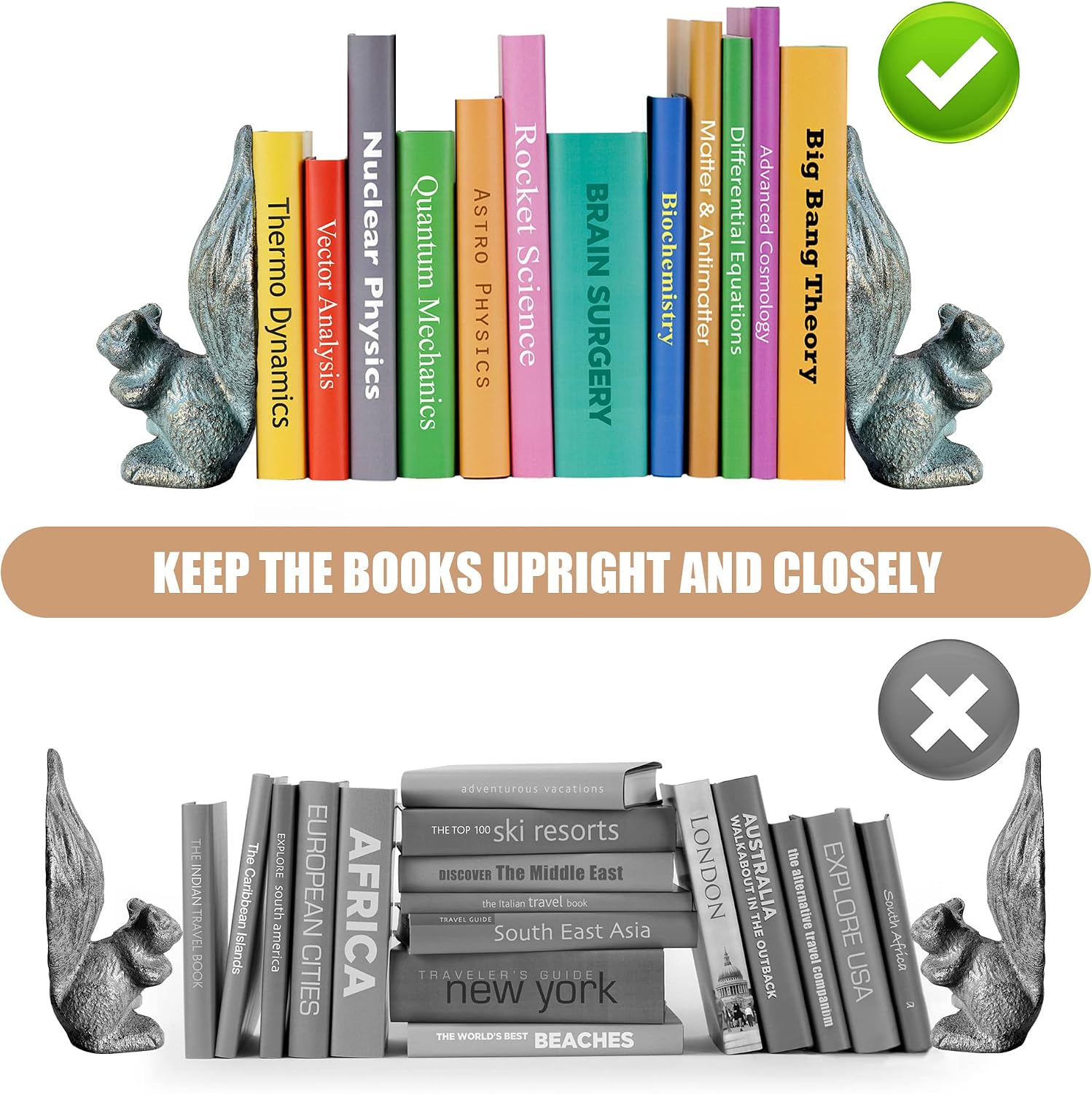 Heavy Duty Book Ends / Gold Green / Set of 2