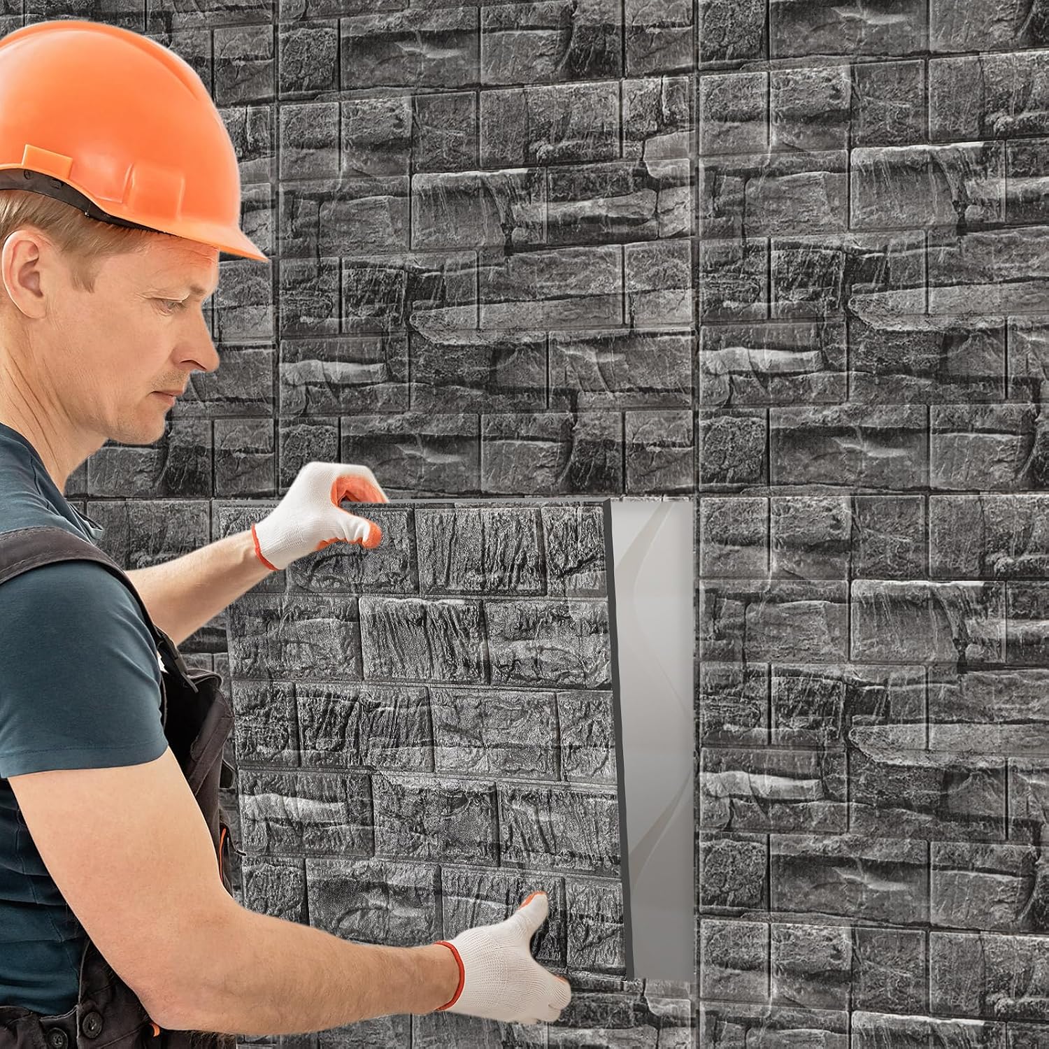 30 Pcs 3D Wall Panels Peel and Stick Wallpaper Foam, Grey Stone | Faux Brick Stone Tiles, Covering 28.8-48.4 Sq ft