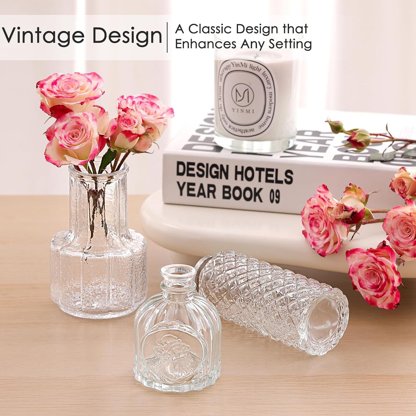 Glass Bud Vase Set / Clear / Set of 40