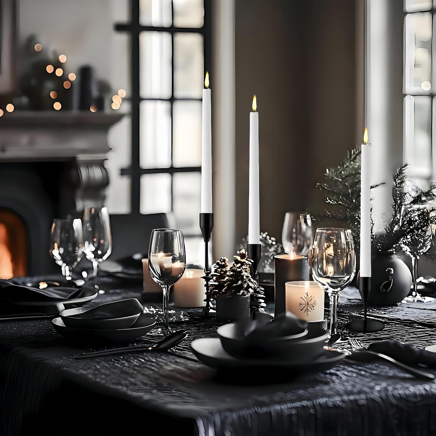 Black Candlestick Holders, Metal Taper Candle Holders,Bulk Set of 27 | Elegant matte black candle stands, 3 heights