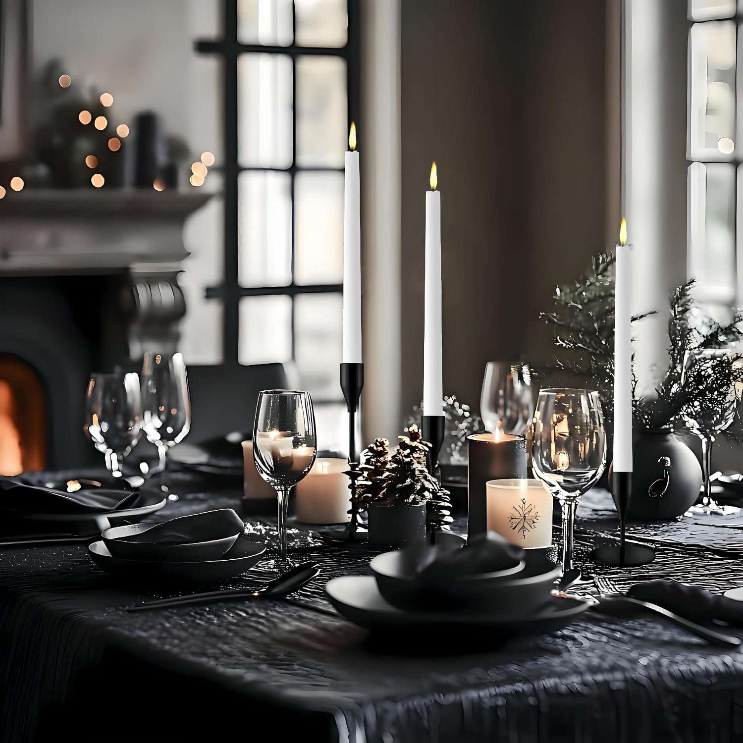 Black Candlestick Holders, Metal Taper Candle Holders,Bulk Set of 27 | Elegant matte black candle stands, 3 heights