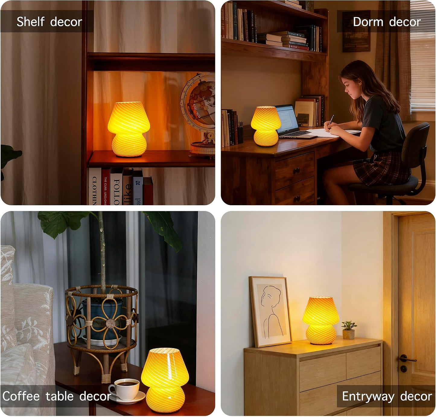 Cordless Battery Powered Bedside Lamp / Orange