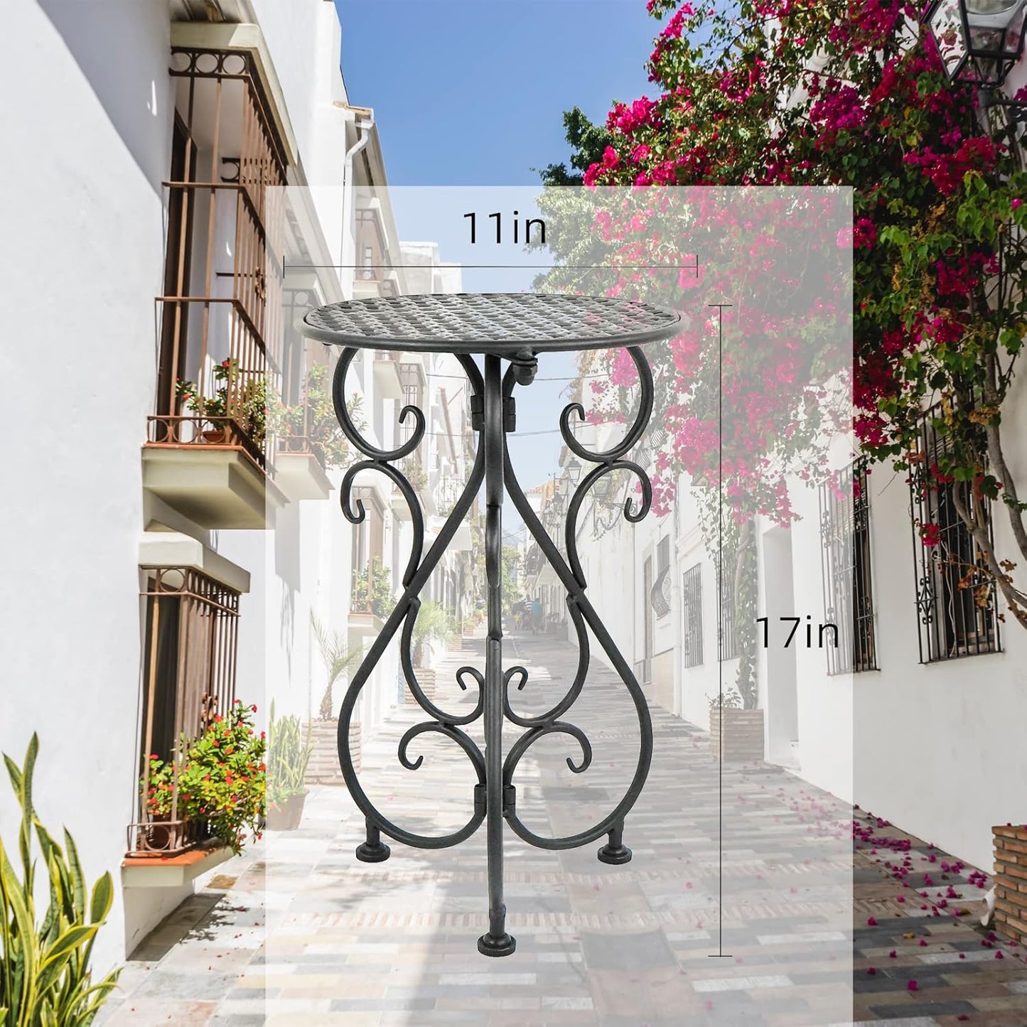 NAKUPE Plant Stand Indoor & Outdoor Flower Pot Stand 17" Tall Metal Plant Table,Single Planter Holder for Patio, Porch
