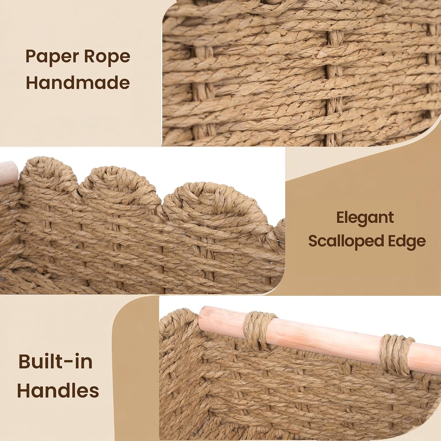 Scalloped Edge Wicker Basket / Neutral / Set of 2