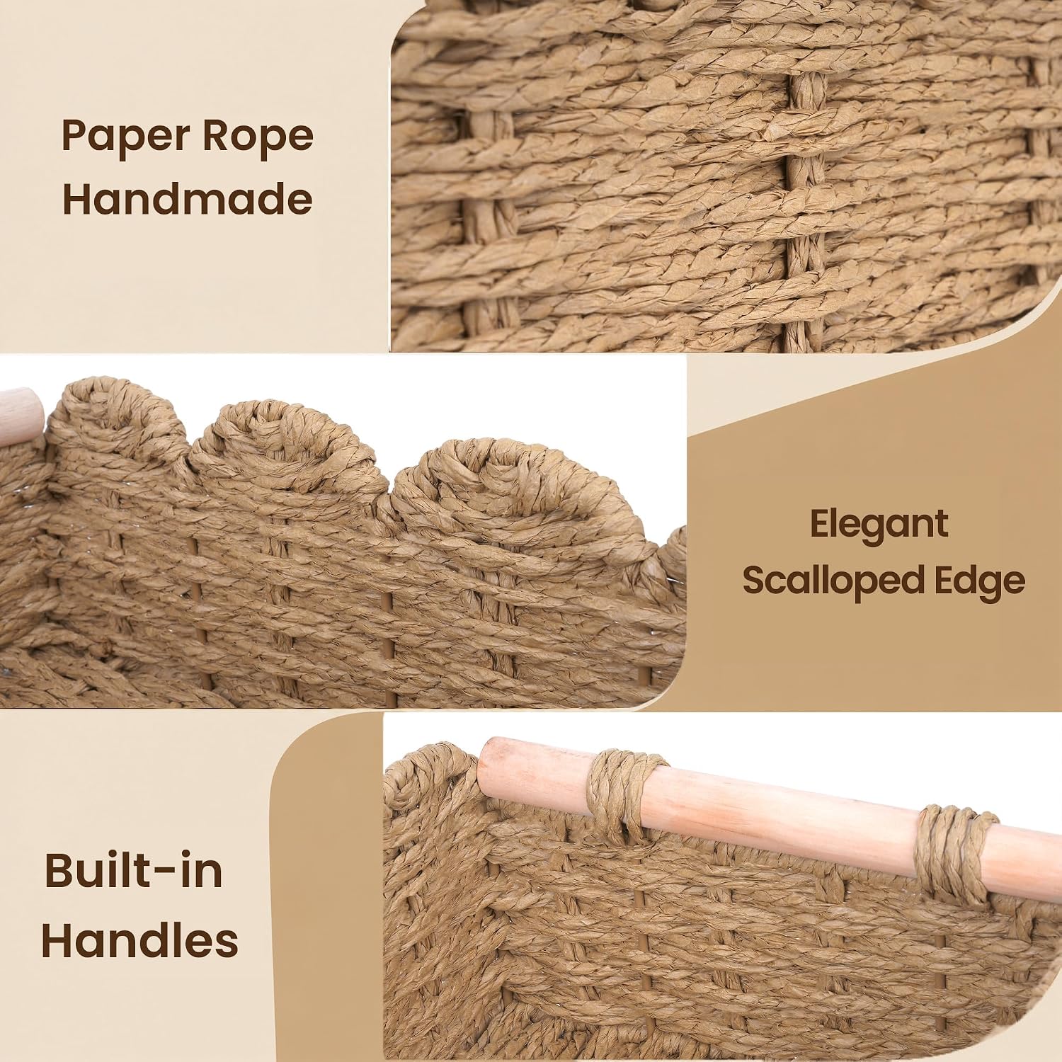 Scalloped Edge Wicker Basket / Neutral / Set of 2