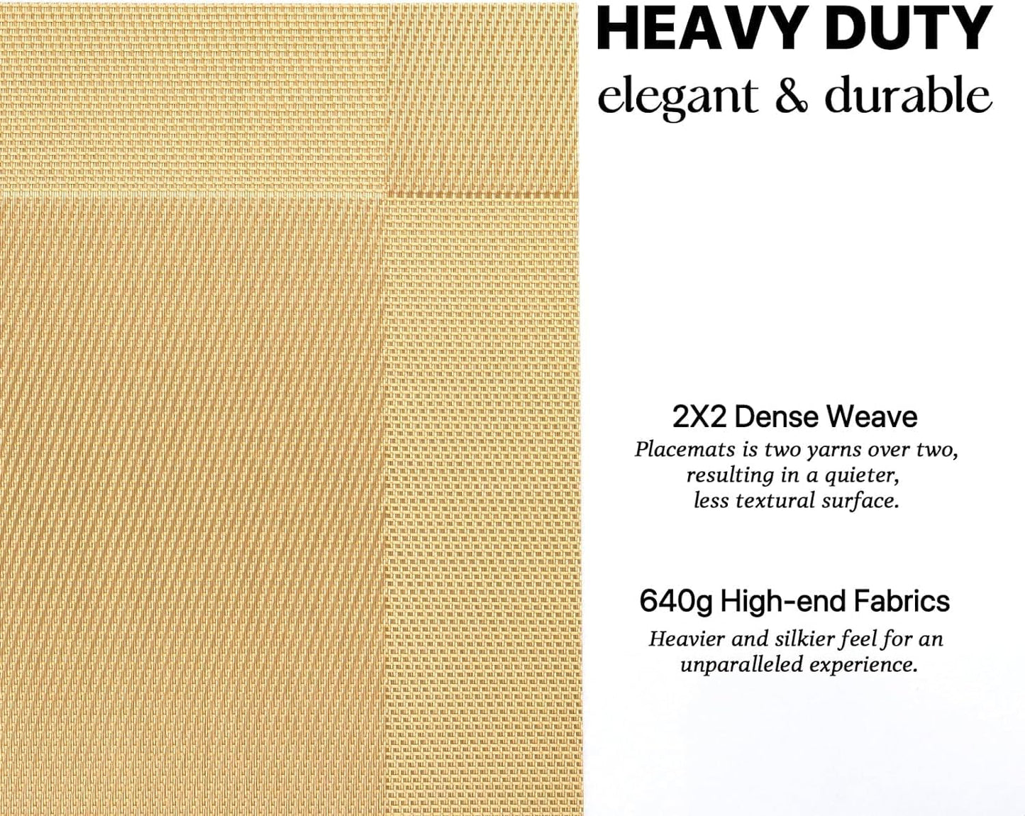 LEXMORE PlaceMats Set of 12 Vinyl/Plastic Woven Place Mats for Kitchen Table Indoor/Outdoor Washable PlaceMat Wipeable