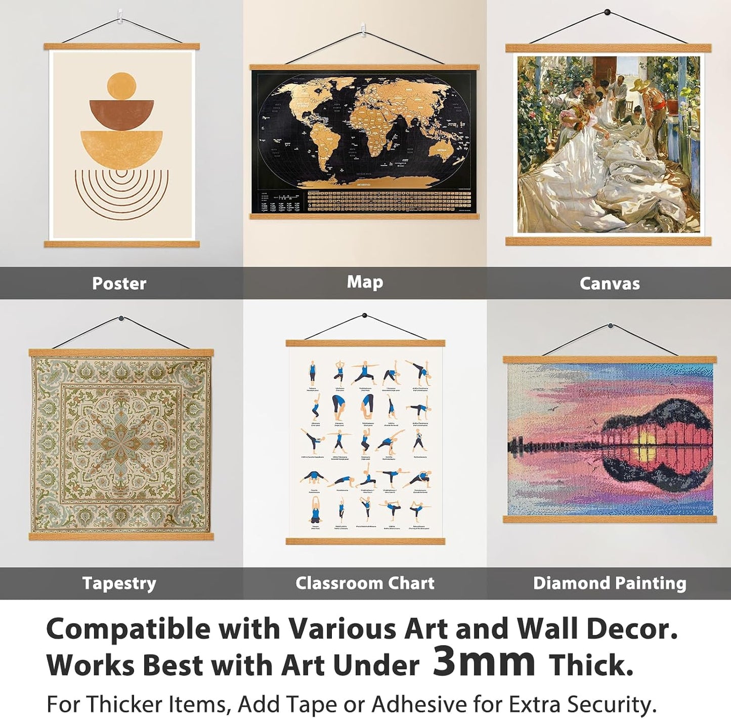 Magnetic Poster Hanger Frame for 40x60 40x50 40x27 Movie Music Posters Wall Art,Teak Wood Picture Frames for Large