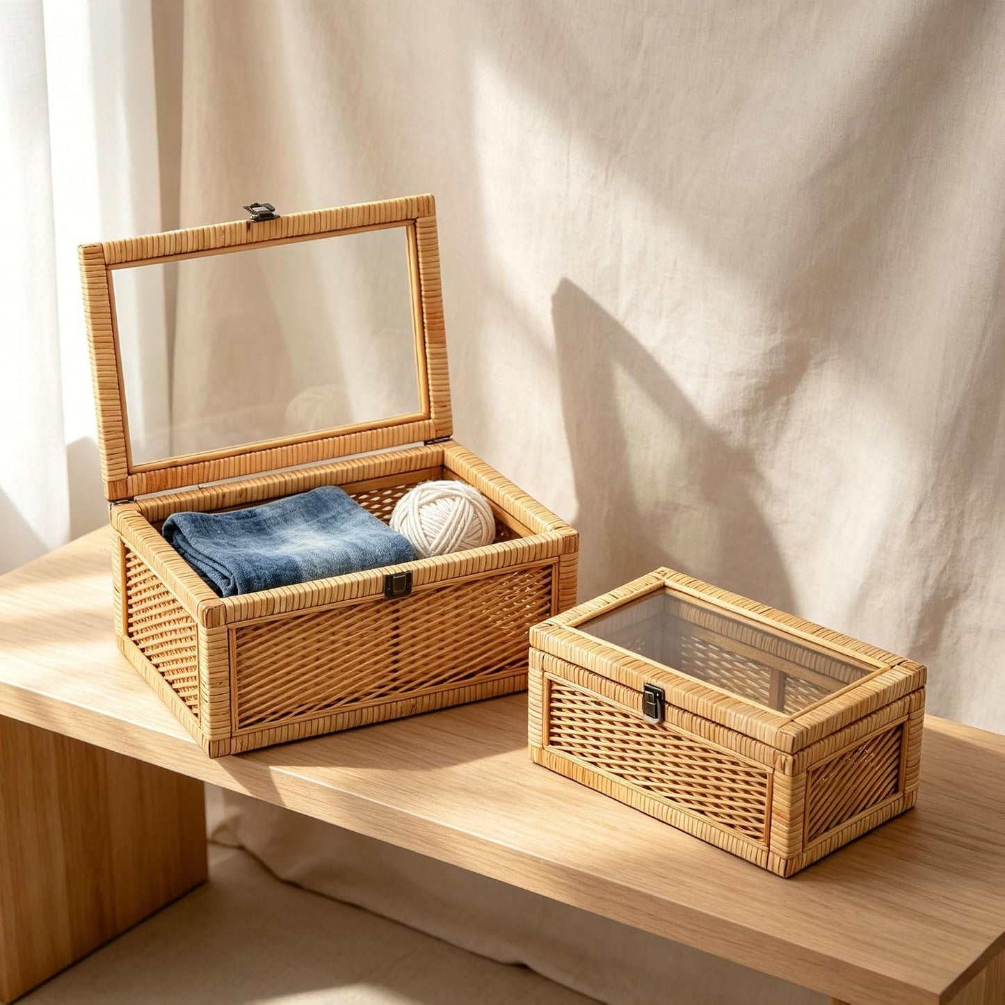 Stackable Decorative Boxes / Brown / Set of 2