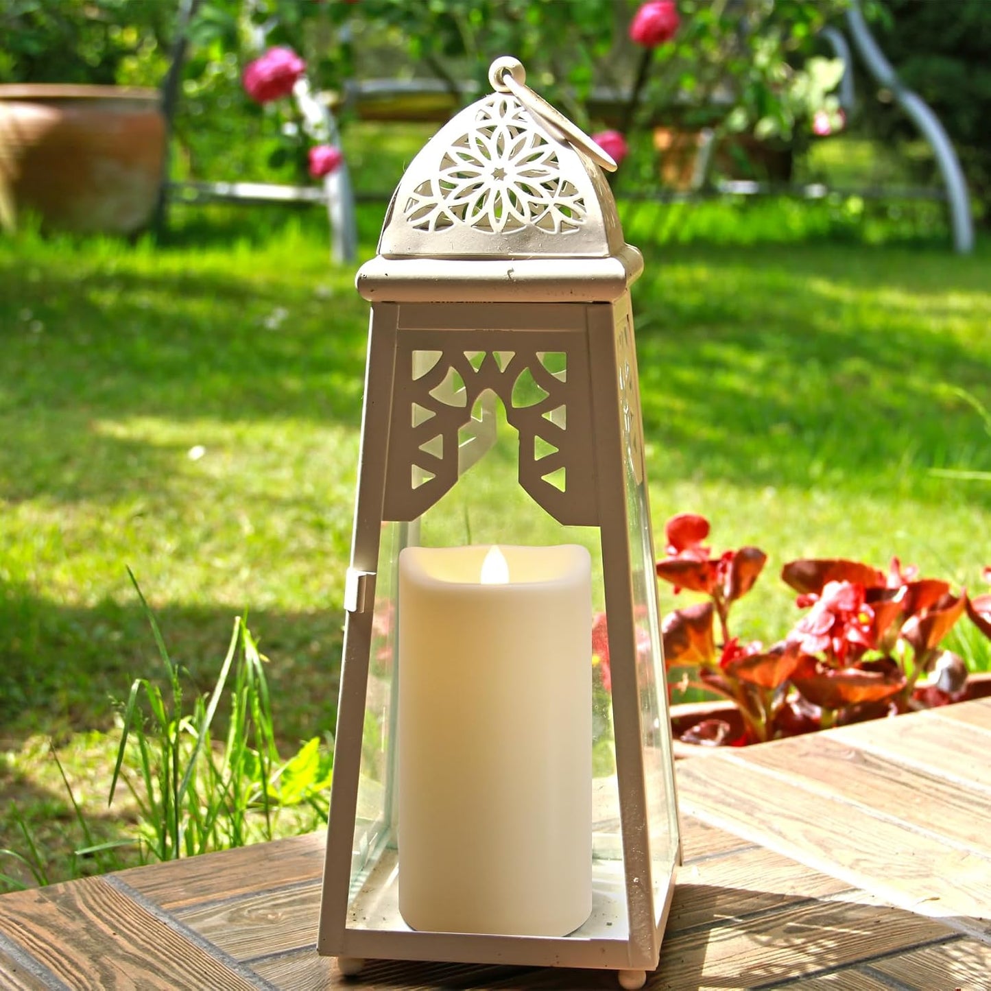 4" x 6" 8" 10" Waterproof Outdoor Flameless Candles with Remote, Flickering Battery Operated LED Pillar Candles for