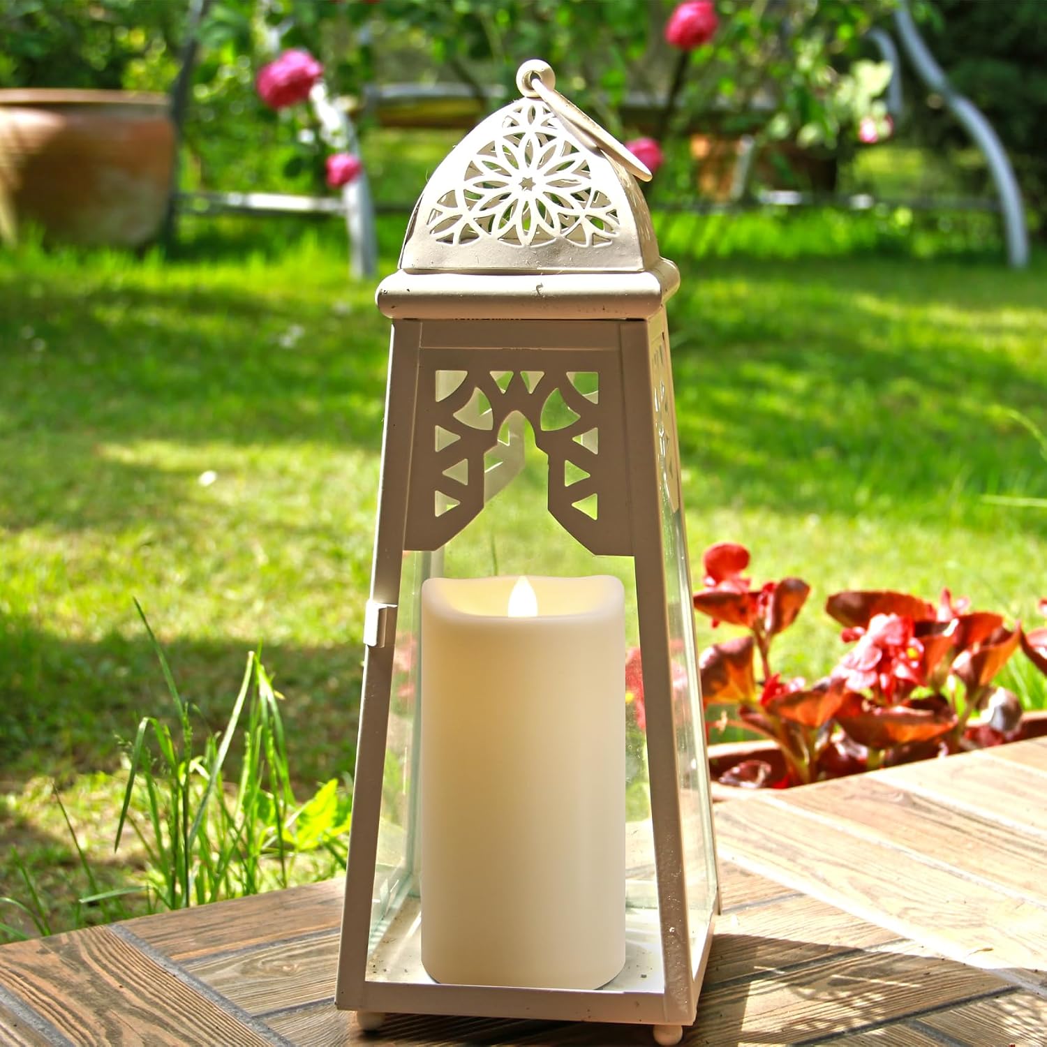 4" x 6" 8" 10" Waterproof Outdoor Flameless Candles with Remote, Flickering Battery Operated LED Pillar Candles for