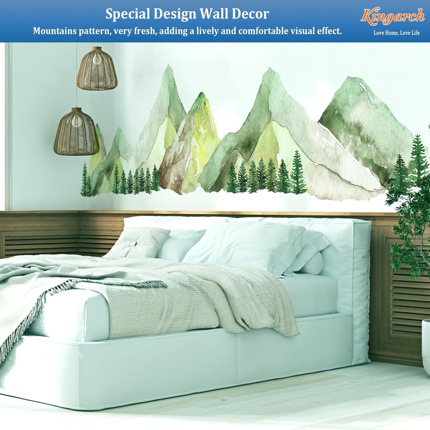Large Mountain Wall Decals / Green