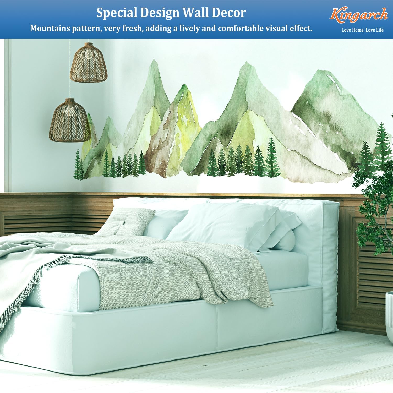 Large Mountain Wall Decals / Green