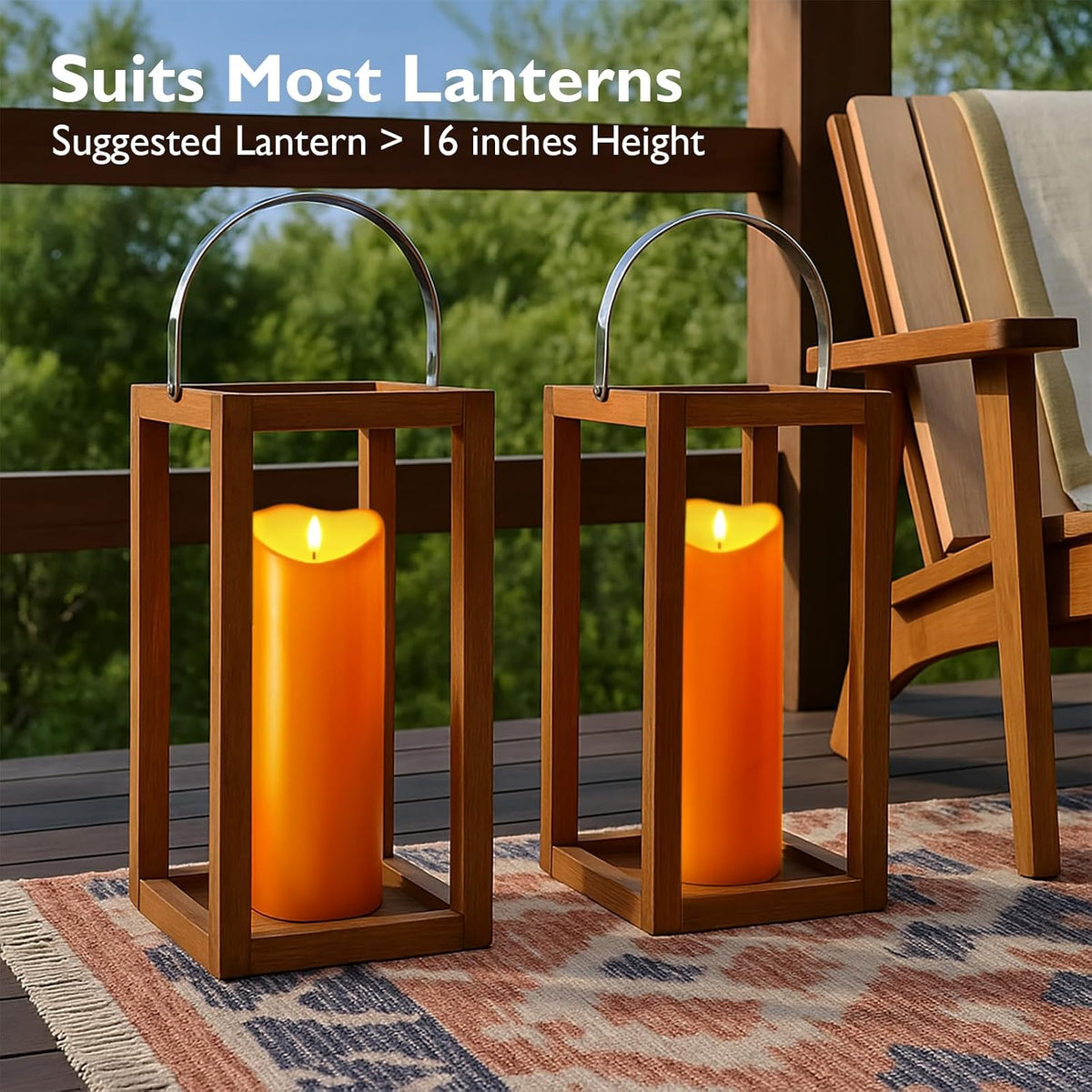 Homemory 4"x12" Halloween Orange Flameless Candles, Fall Candles, Outdoor Waterproof Flameless Candles with Remote and