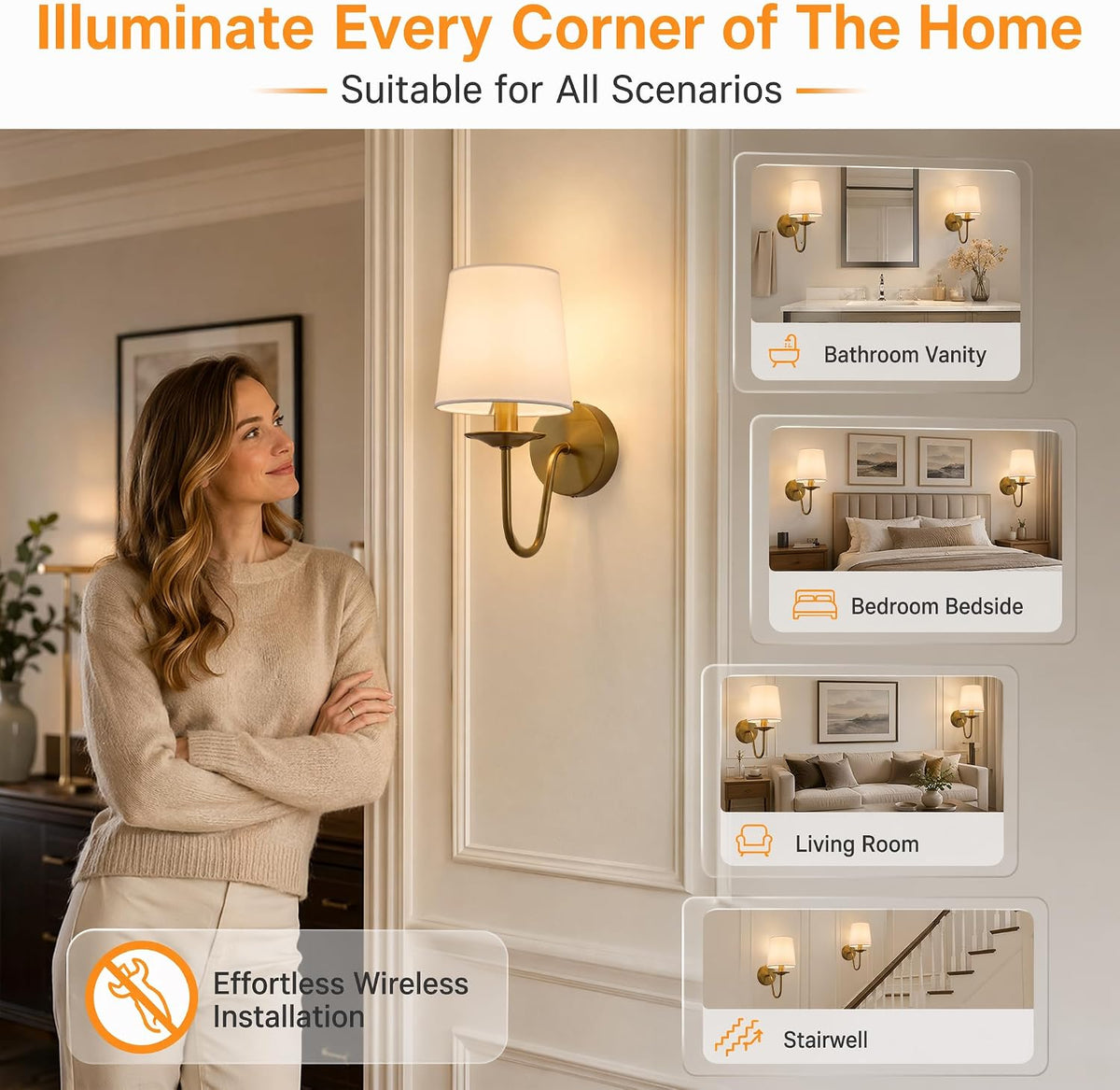Rechargeable Wall Sconces Set of 2, 10000mAh Magnetic LED Bulb Wall Lights, 9 RGB Colors 3 CCT Dimmable, Battery