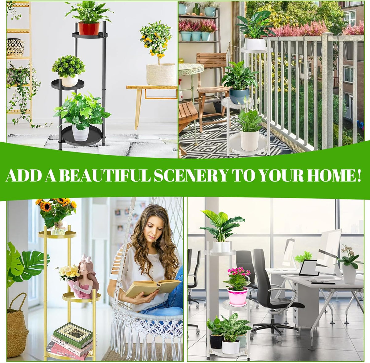Plant Stand Indoor Tall, Black Corner Tiered Round Plant Stand for Indoor Multiple Plants, Metal Flower Pot Stands