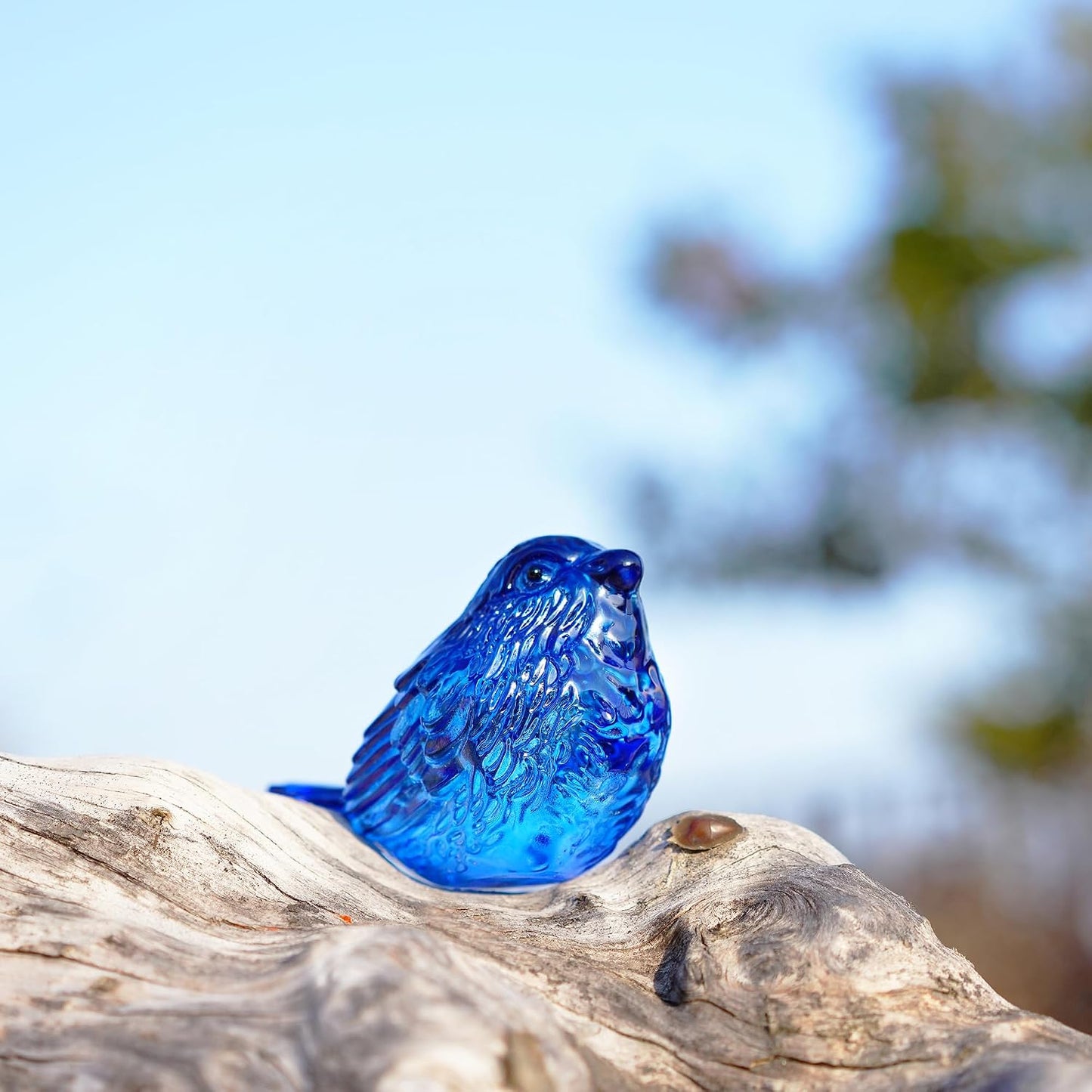 3" Glass Bird Figurine Miniature Blown Glass Birds Bird Gifts for Bird Lovers / Blue / Set of 2