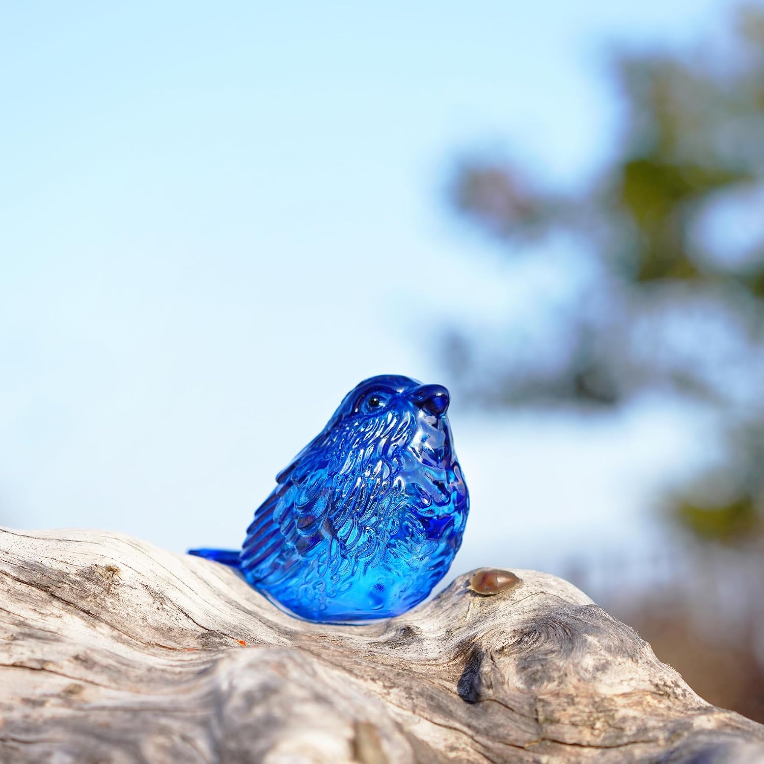 3" Glass Bird Figurine Miniature Blown Glass Birds Bird Gifts for Bird Lovers / Blue / Set of 2