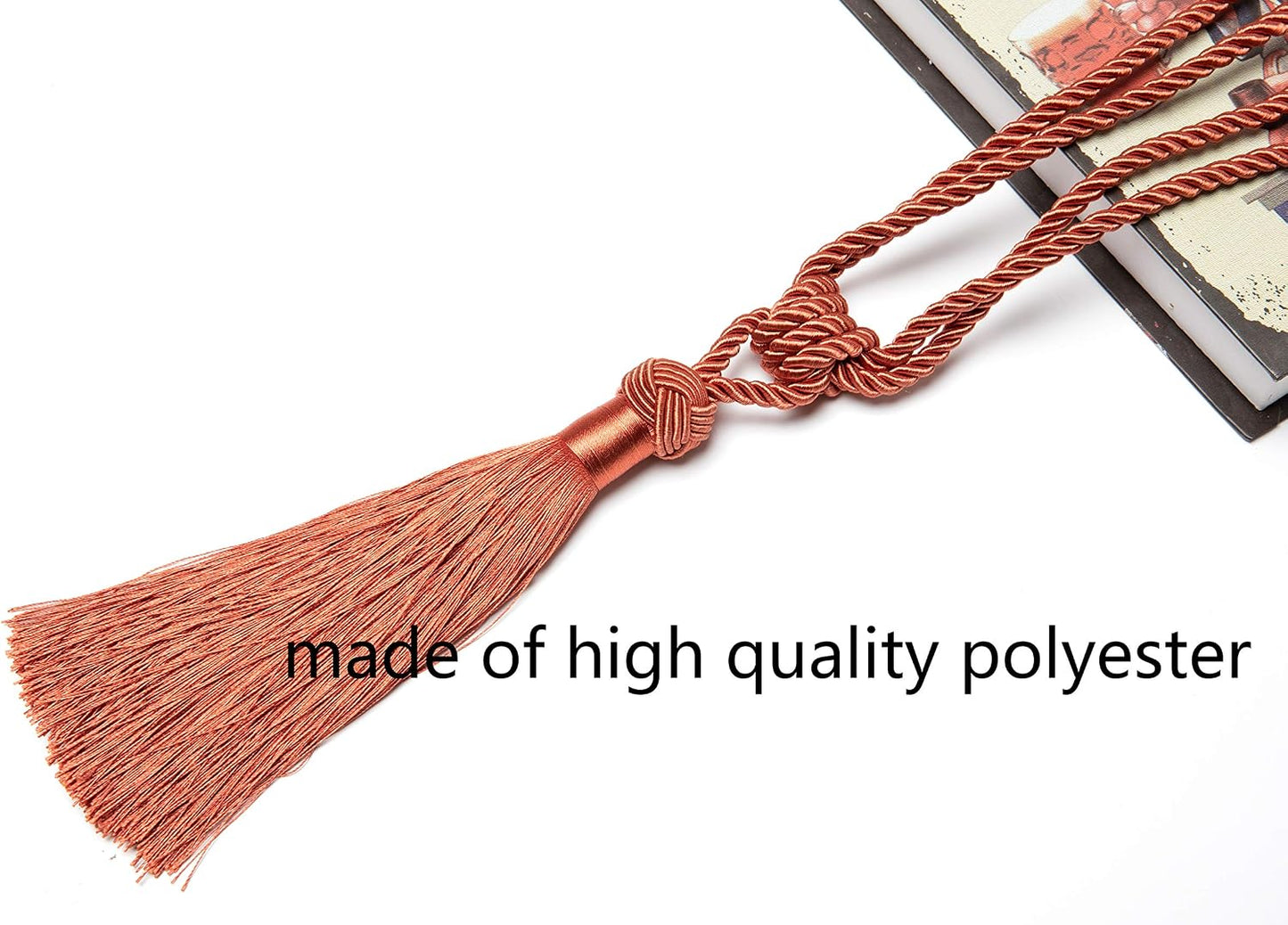 BEL AVENIR 4 Pack Curtain Tiebacks Hand-Woven Tassels Holdbacks | Orange, Elegant, Home Decorative Tassels Ties for