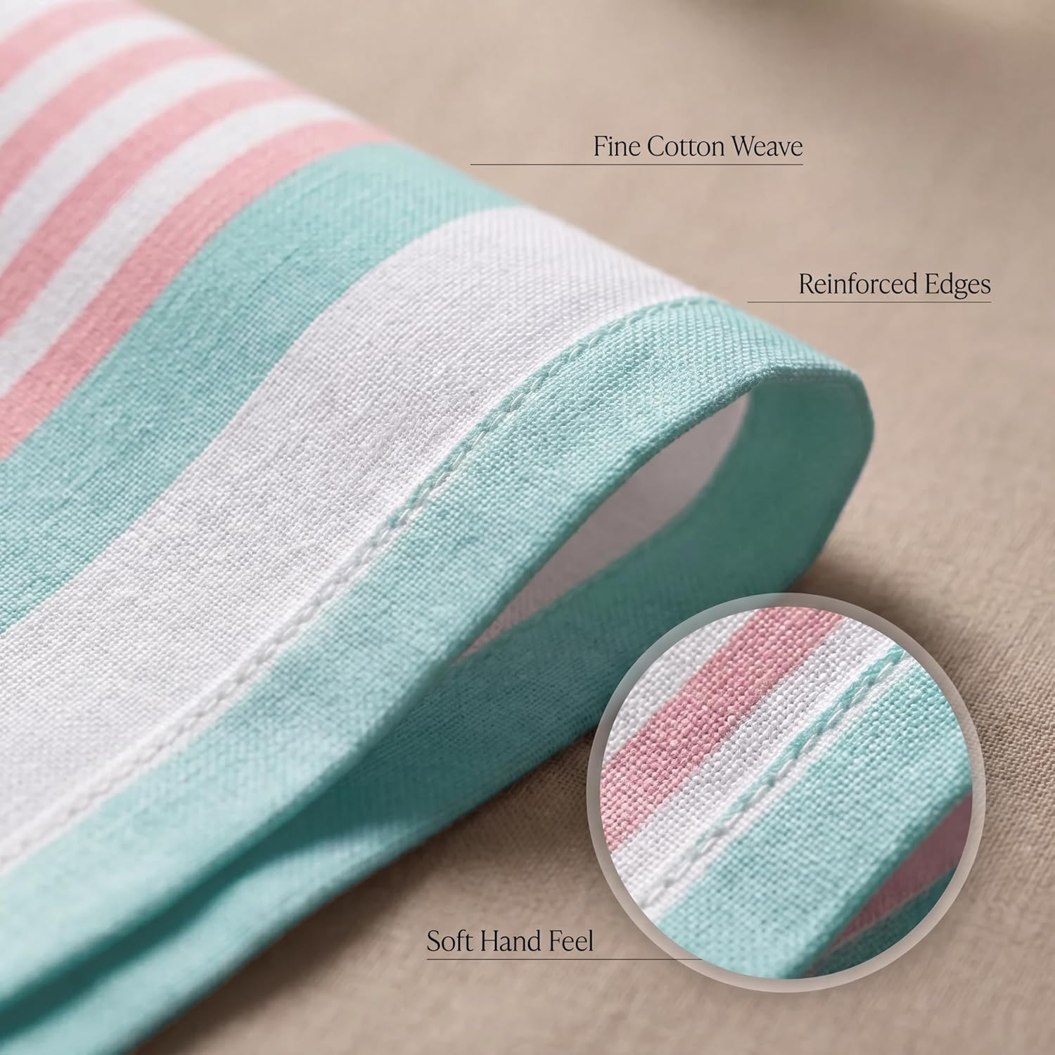 Urban Villa Cloth Napkins Cotton 20x20 (Set of 12) Ruby Green Stripes