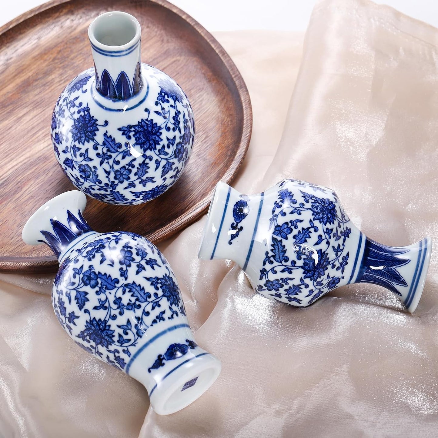 Tall Mini Vintage Vases / Blue / 5.5 Inch / Set of 3