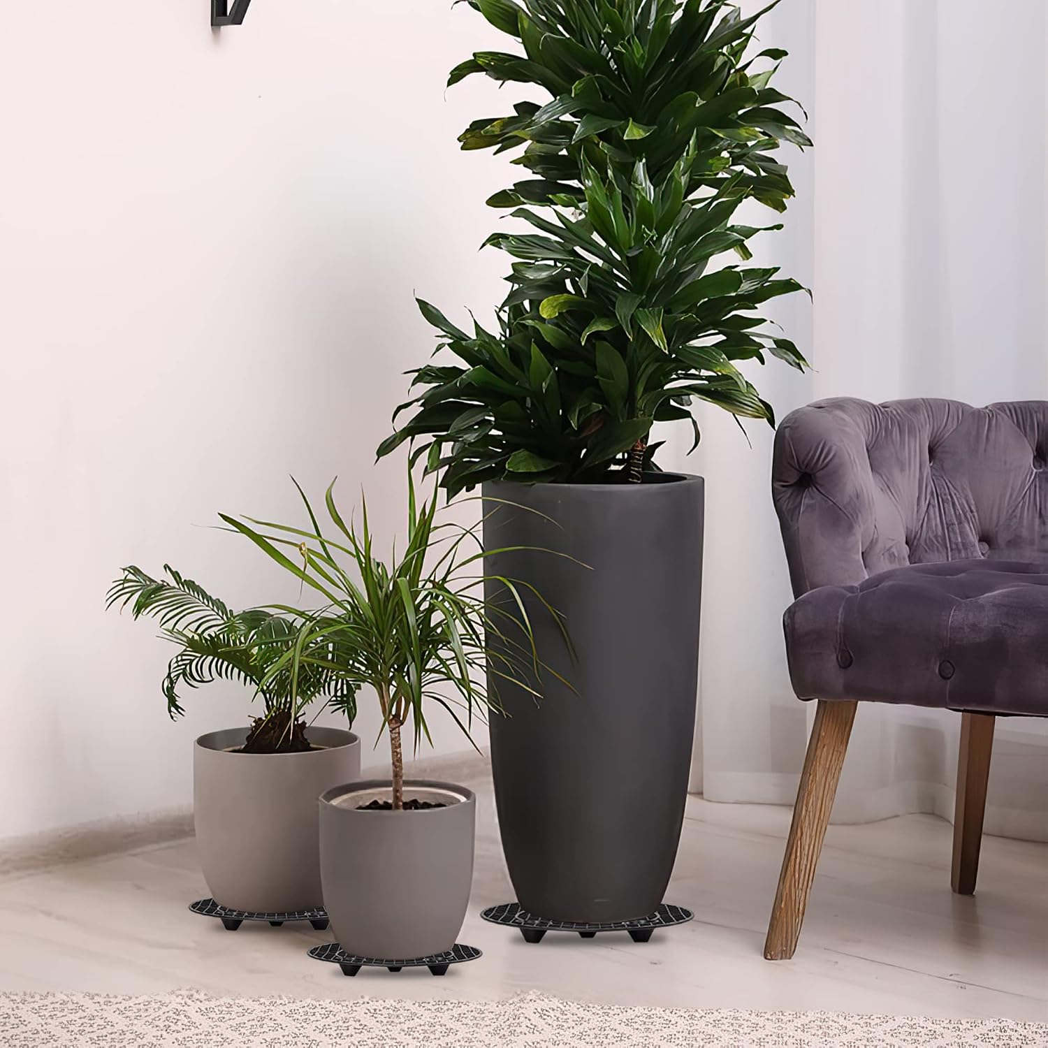 8Pcs Plant Stand Indoor Outdoor, Plant Level Pot Elevator- 2 Size Plant Riser Holder Plastic Floor Protector Plant