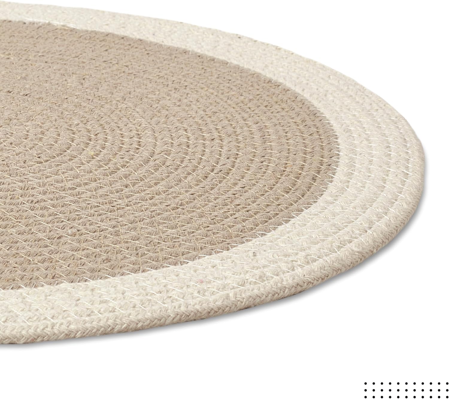 Encasa XO Placemats, Round Cotton Dining Table Mats 13" | Beige & Off White, Handcrafted Ribbed Texture | Heat