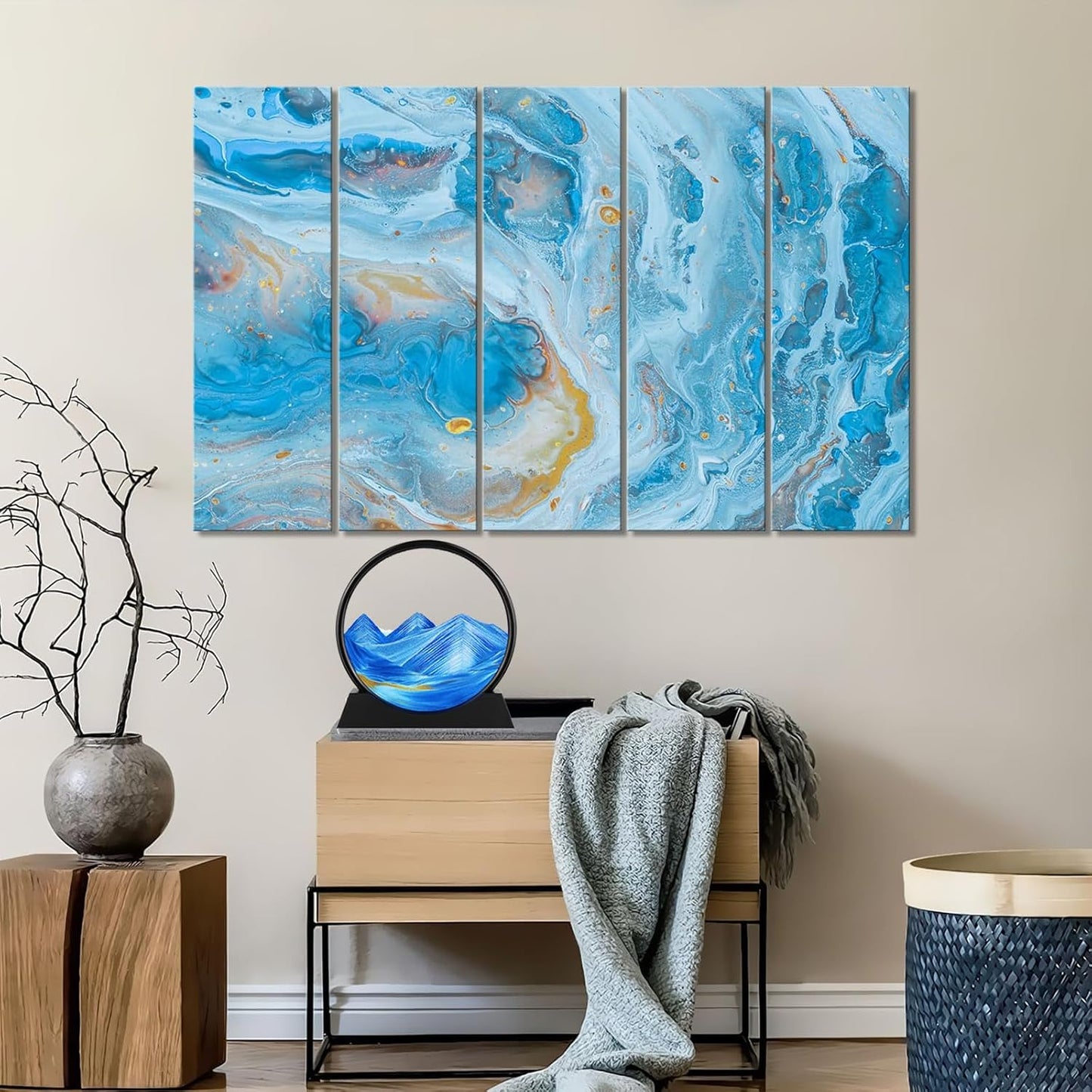 Round Glass 3D Deep Sea Sandscape / Blue / 7in