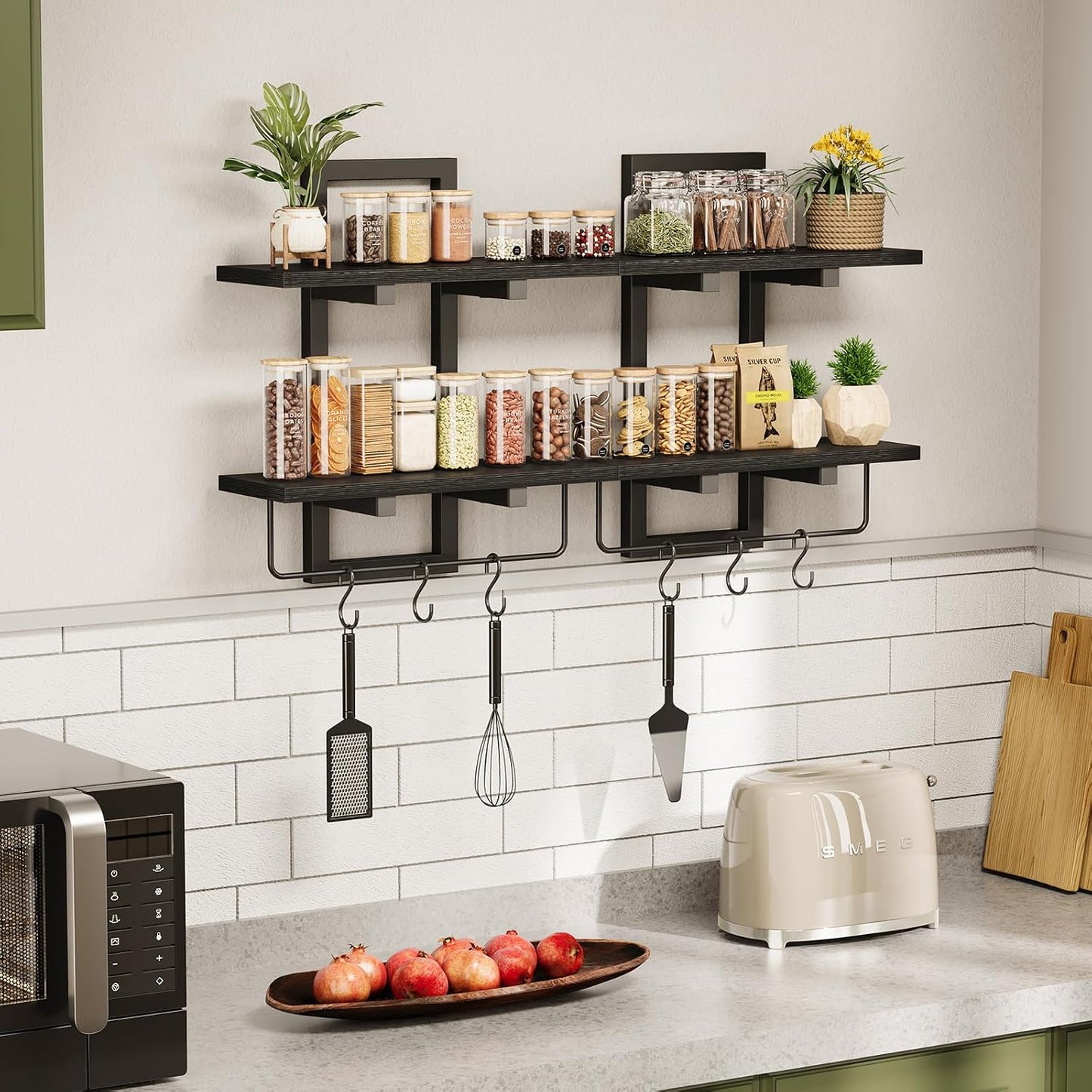 Floating Shelves / Wall Mounted Storage Shelves / Black / Set of 2