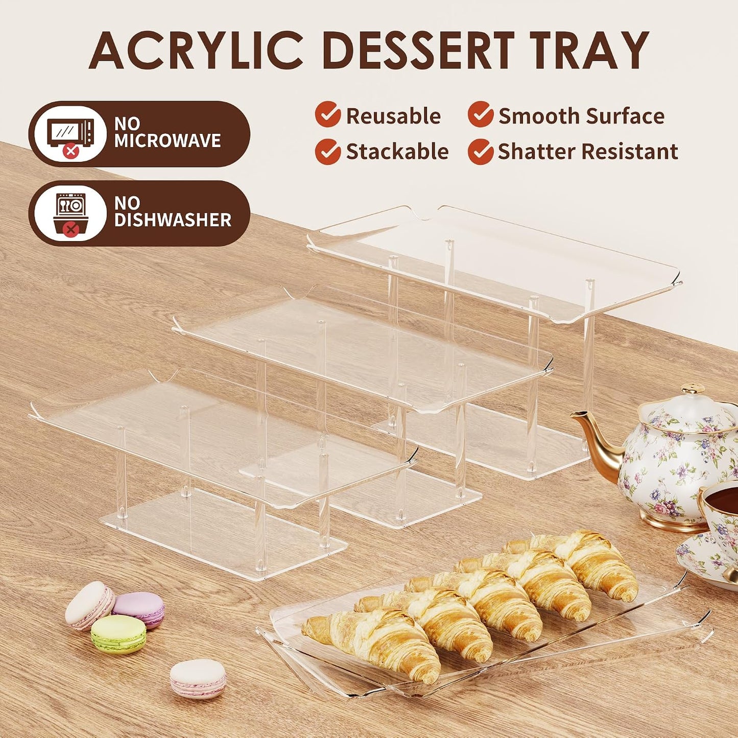 Acrylic Dessert Display Stands / Clear / Set of 6