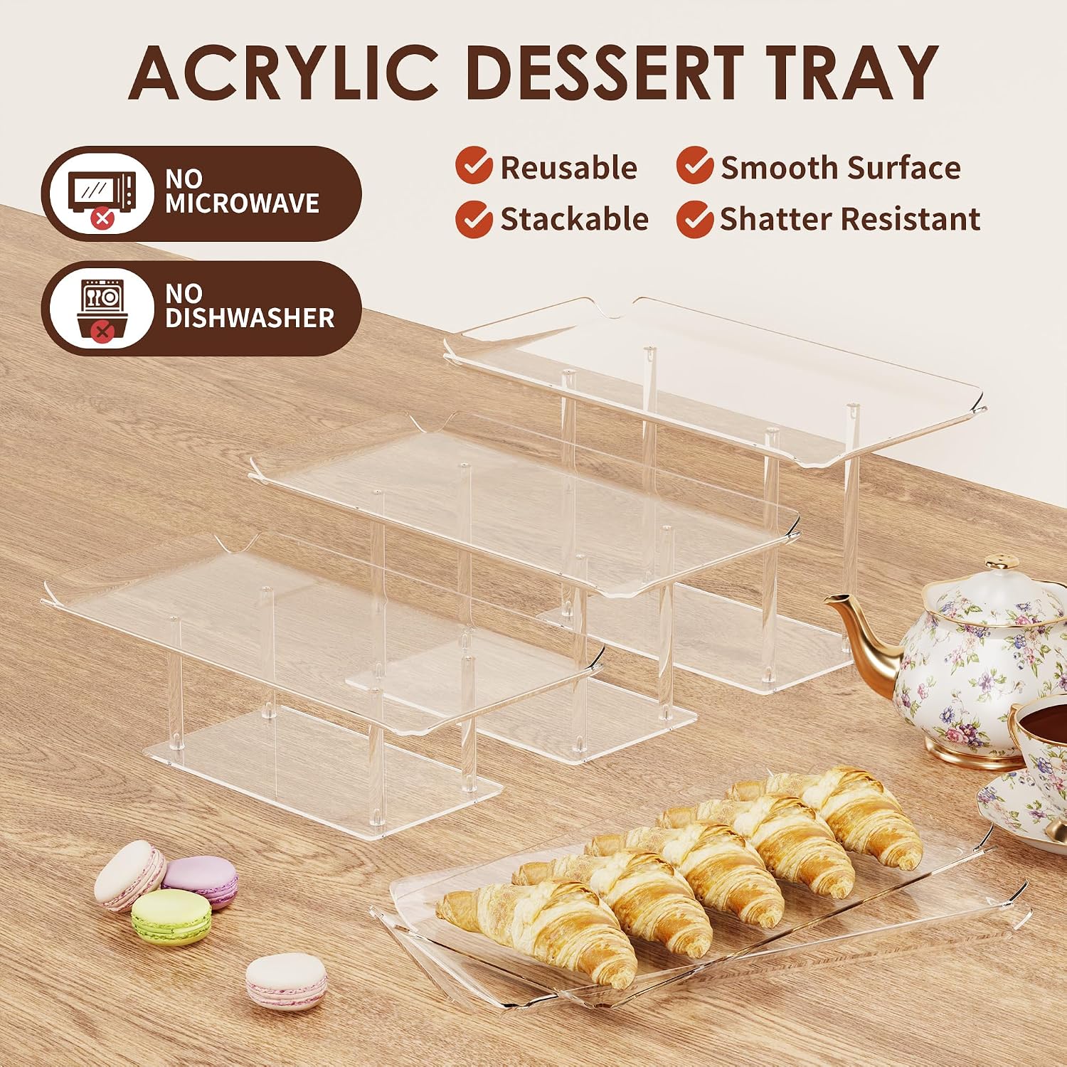 Acrylic Dessert Display Stands / Clear / Set of 6