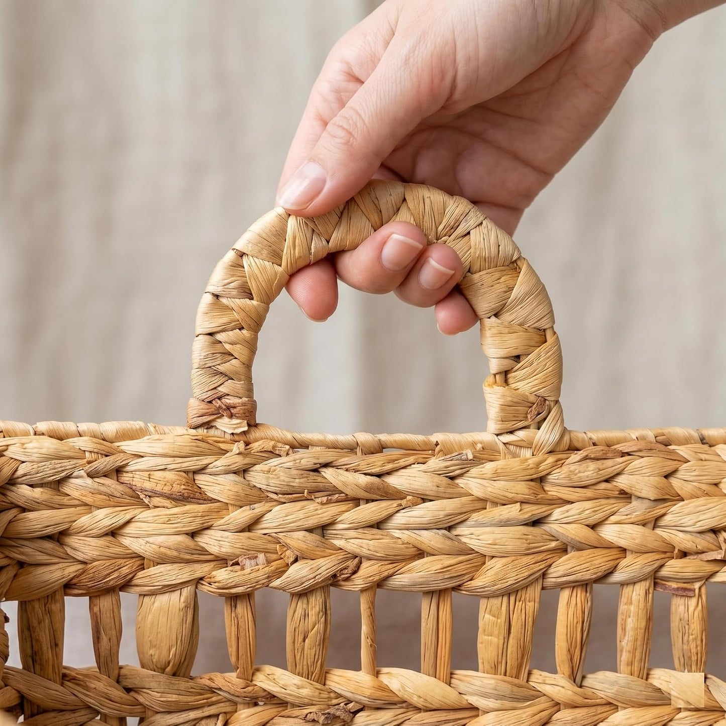 NAYA Water Hyacinth Hanging Wicker Basket