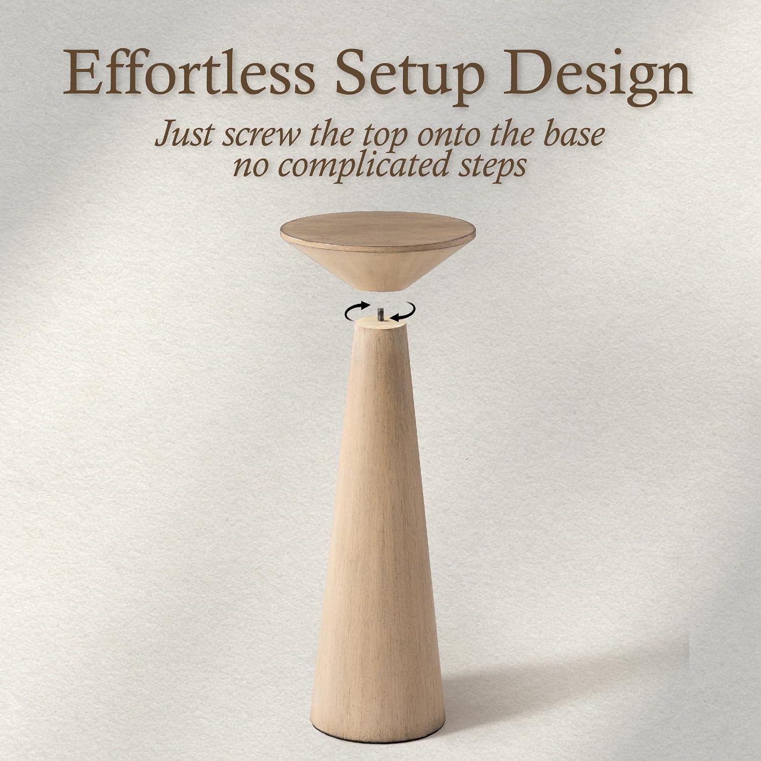 Farmhouse Tall Pedestal End Table Small Solid Wood Martini Table Plant Stand / Light Natural Wood