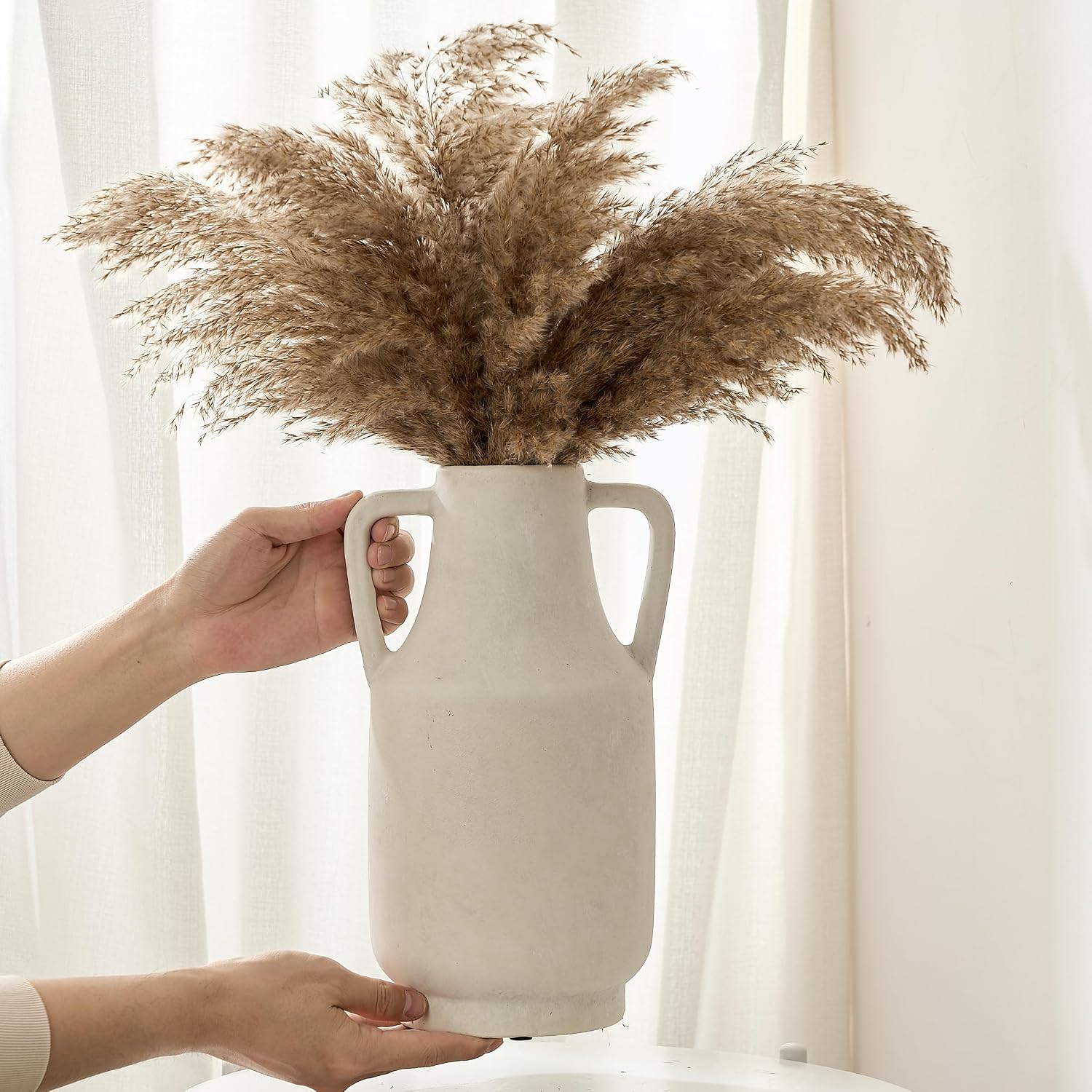 Ceramic Rustic Flower Vase / 112-kiln-fired White / 12 Inch
