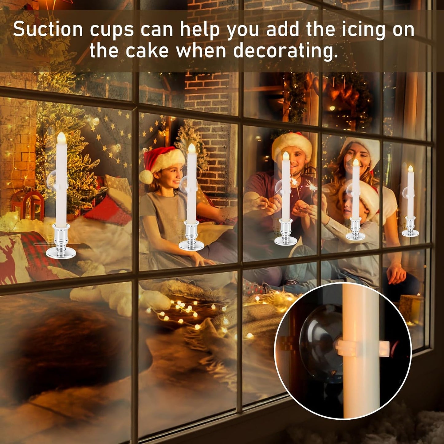 12 Pack Christmas Window Candles, Battery Operated Window Candles with Timer Remote, LED Window Candle with Candle