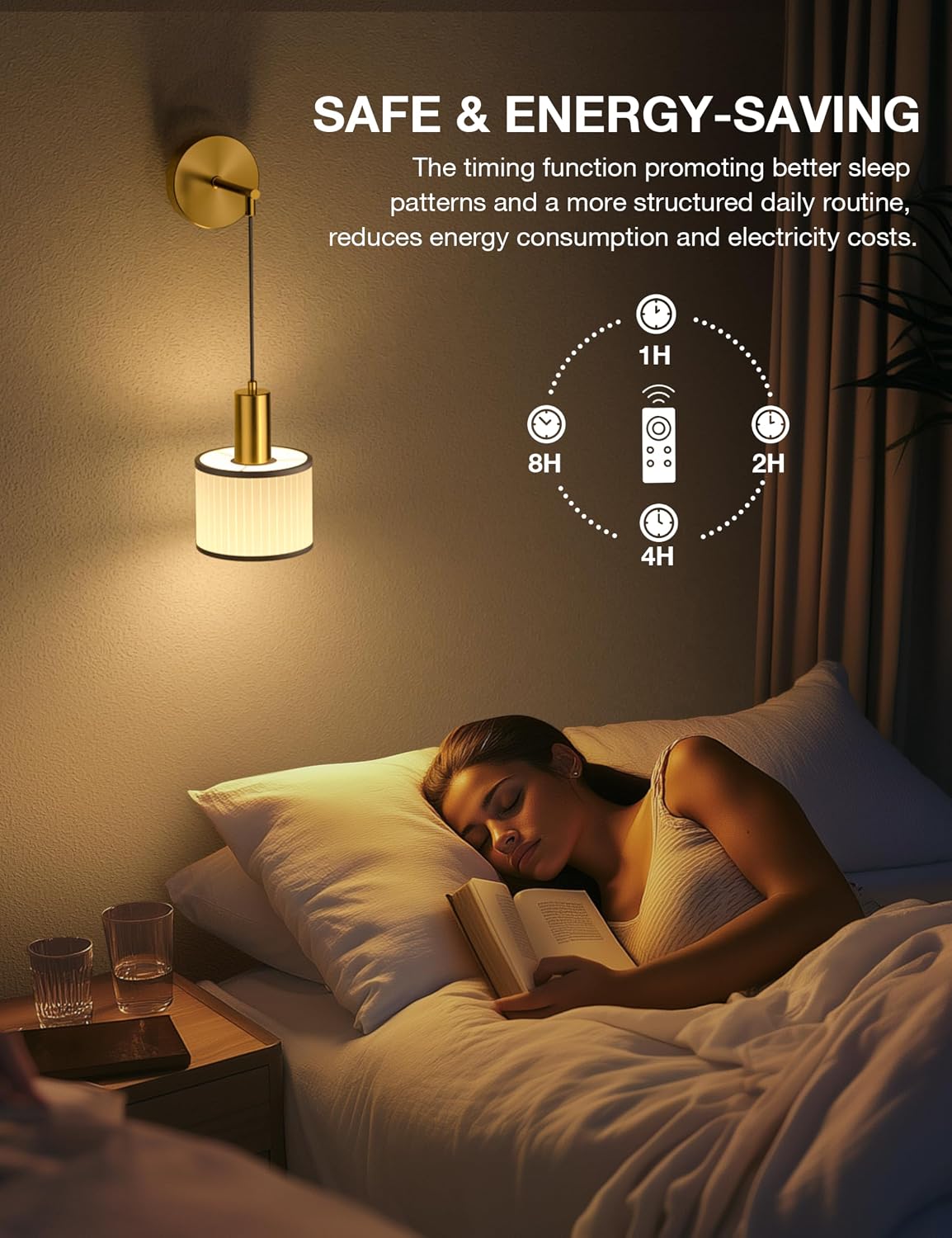 Battery Operated Wall Sconce Set of 2, Black Gold & Off-White Wireless Rechargeable Wall Lights with 5200mAh Dimmable