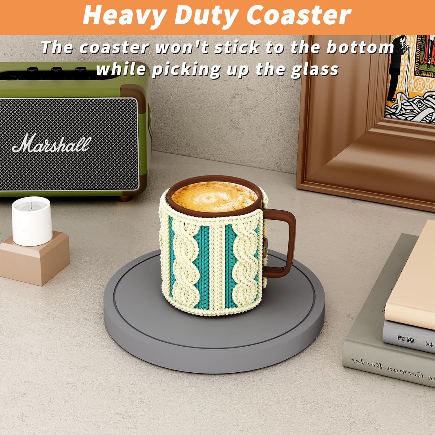 Holder / Super Absorbent Diatomaceous Earth Coasters Set / Gray / 4 Inch / Set of 6