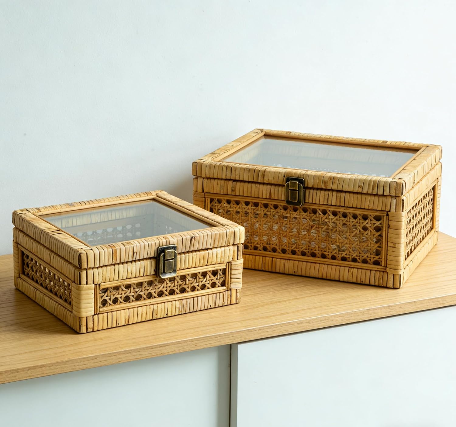 Wicker Decorative Bins / Set of 2