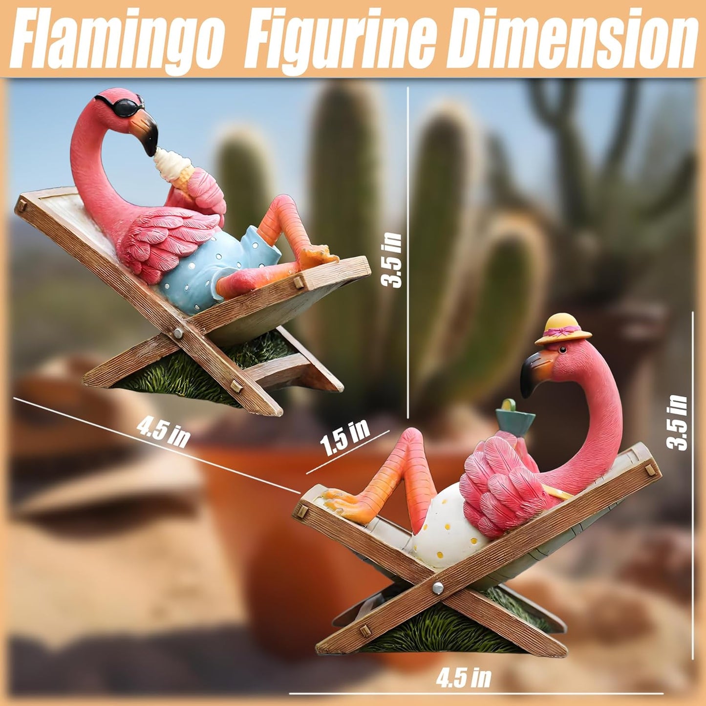 Flamingo Figurines Resin Flamingo Bird Sculpture / Pink / Set of 2